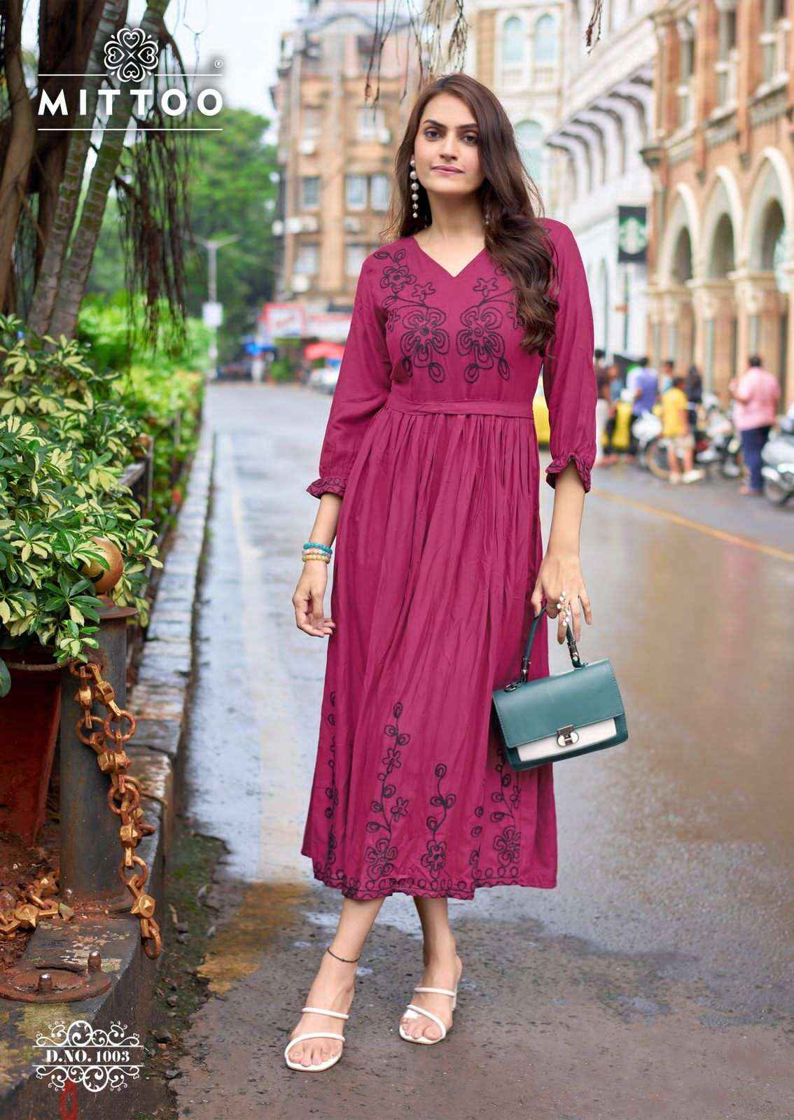 Mittoo Queen Ethnic Wear Rayon Kurti Gown Catalog Wholesale Price ( 6 Pcs Catalog )