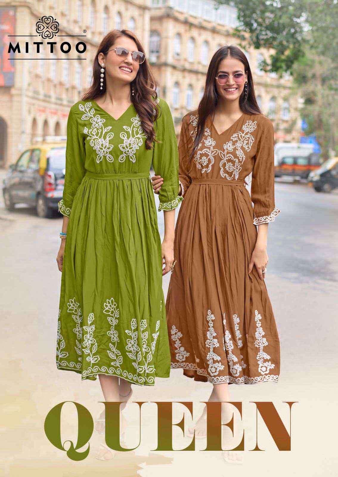 Mittoo Queen Ethnic Wear Rayon Kurti Gown Catalog Wholesale Price ( 6 Pcs Catalog )