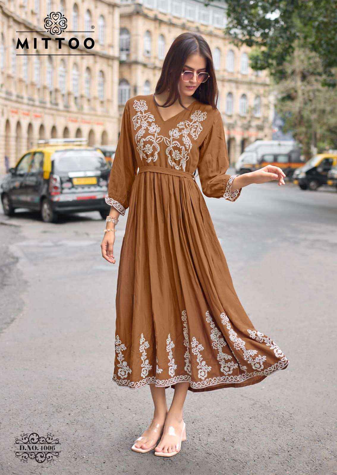 Mittoo Queen Ethnic Wear Rayon Kurti Gown Catalog Wholesale Price ( 6 Pcs Catalog )