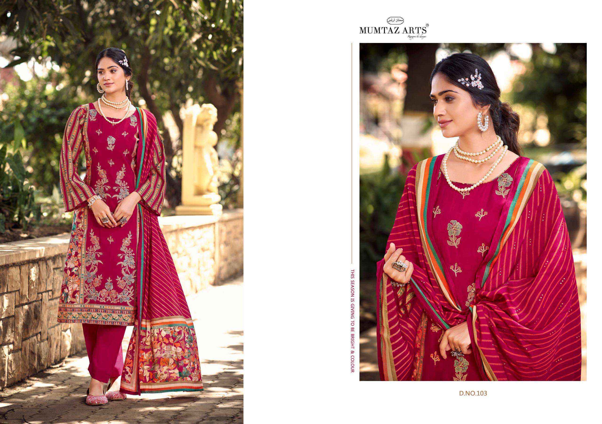 Mumtaz Arts Handmade Story Modal Silk Dress Material Wholesale Market Surat ( 4 pcs Catalogue )
