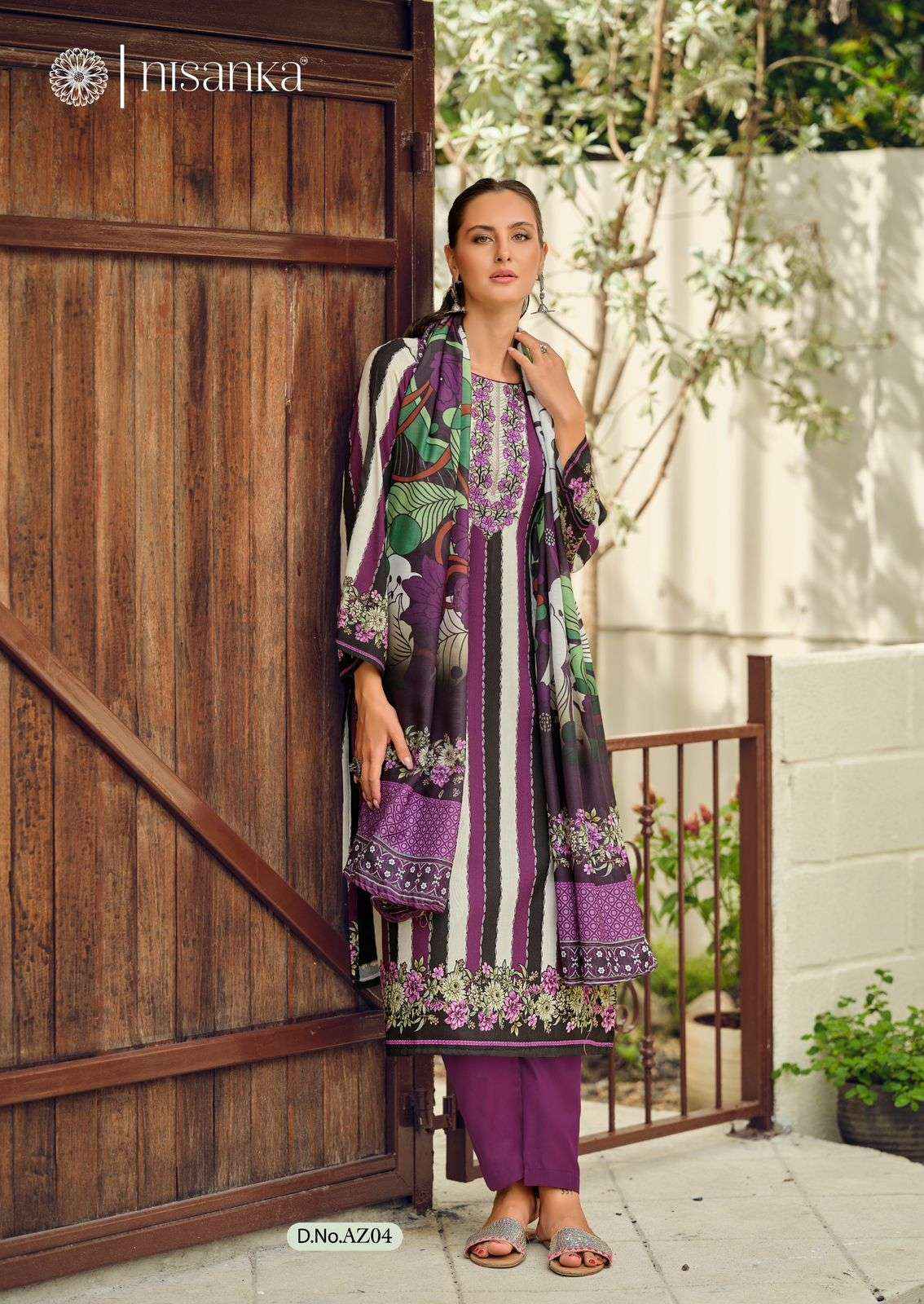 Nisanka Azaa Digital Printed Pure Jam Satin Dress Wholesale Price ( 6 Pcs Catalog )