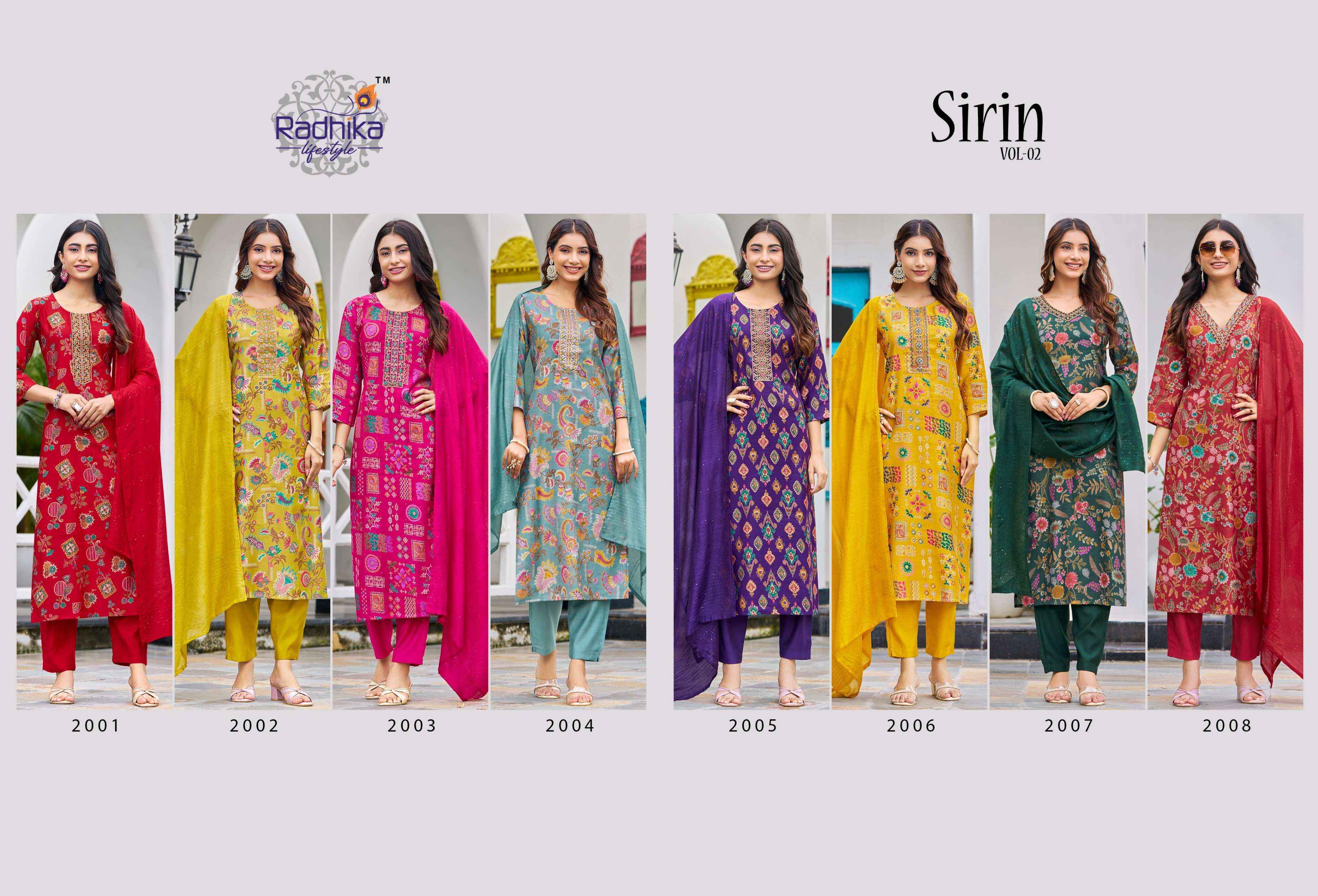 Radhika Lifestyle Sirin Vol 2 Vertican Silk Kurti Combo Dress Wholesale Price ( 8 Pcs catalog )