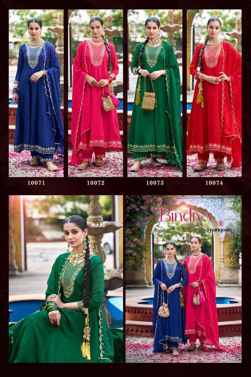 Rangoon Bindiya Anarkali Style Designer 3 Piece Suit Wholesale Price ( 4 Pcs Catalog )