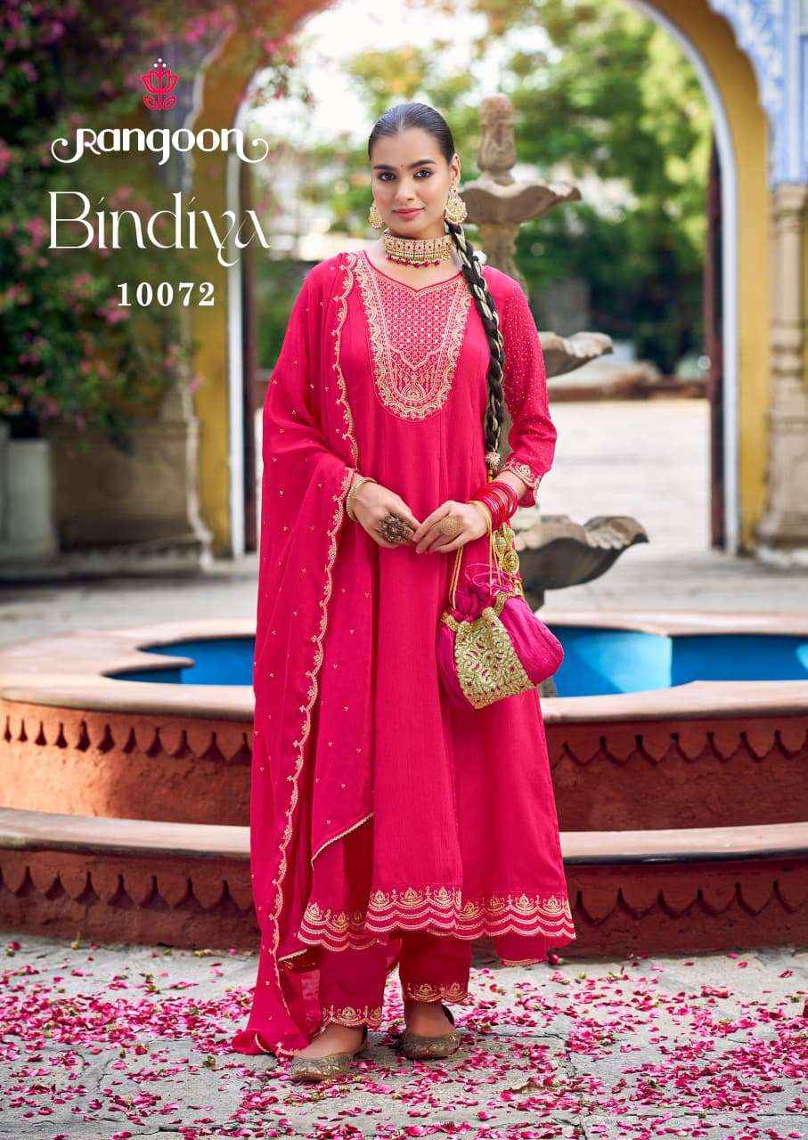Rangoon Bindiya Anarkali Style Designer 3 Piece Suit Wholesale Price ( 4 Pcs Catalog )