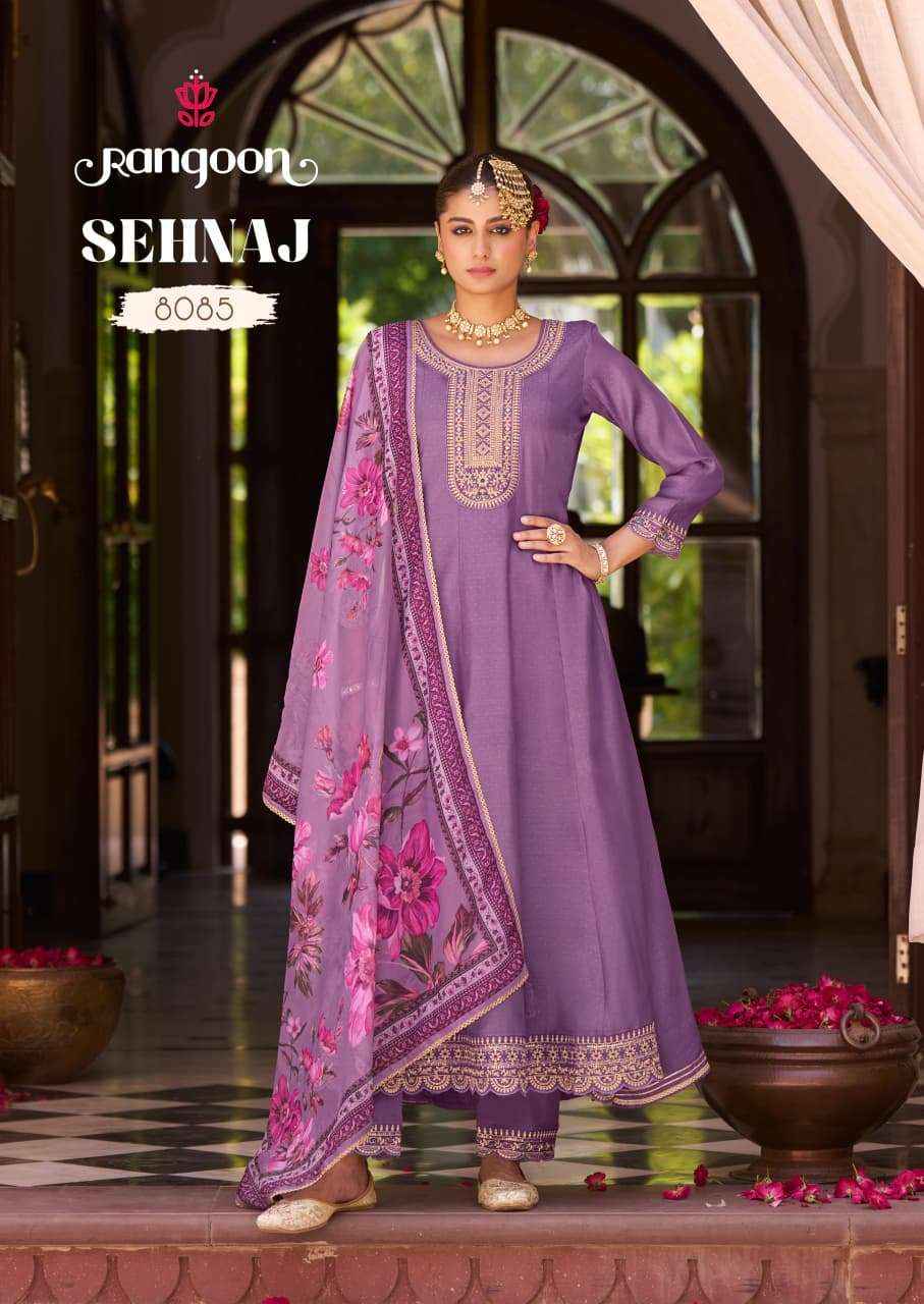RANGOON SEHNAZ SILK DESIGNER FANCY ANARKALI STYLE LADIES KURTI COMBO DRESS WHOLESALE PRICE ( 6 PCS CATALOG )