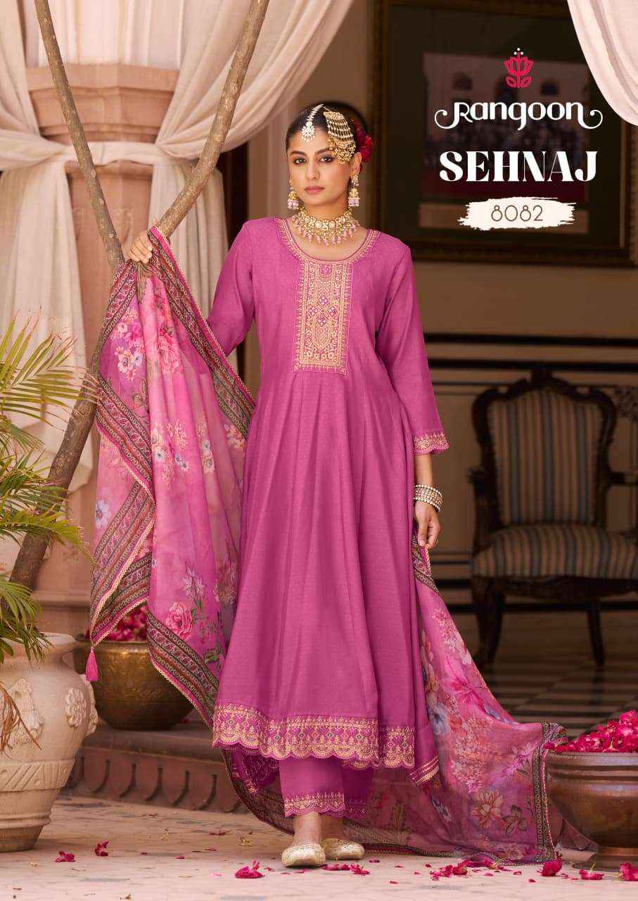 RANGOON SEHNAZ SILK DESIGNER FANCY ANARKALI STYLE LADIES KURTI COMBO DRESS WHOLESALE PRICE ( 6 PCS CATALOG )