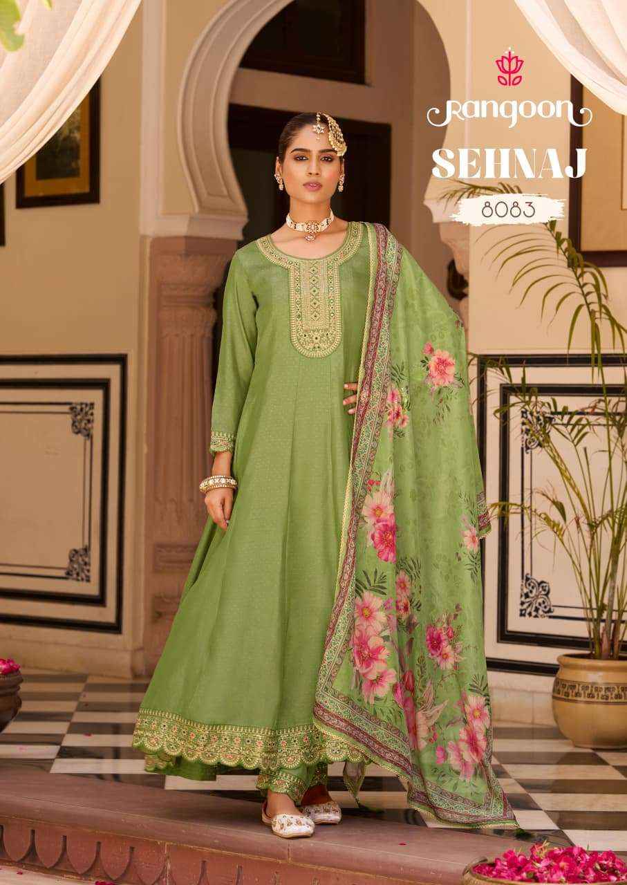 RANGOON SEHNAZ SILK DESIGNER FANCY ANARKALI STYLE LADIES KURTI COMBO DRESS WHOLESALE PRICE ( 6 PCS CATALOG )