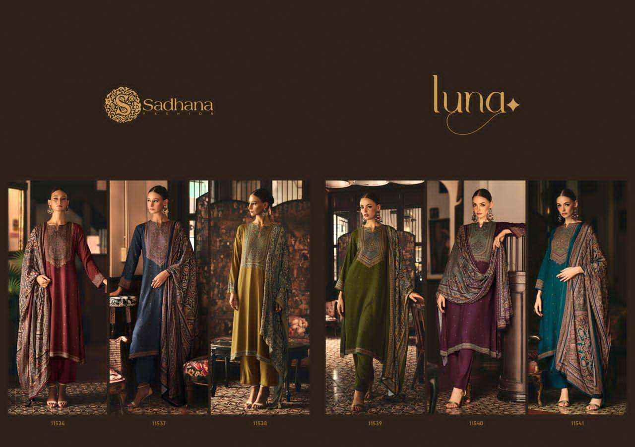 Sadhana Luna Winter Collection Fancy Ladies Dress  Material Wholesale Price ( 6 Pcs Catalog )