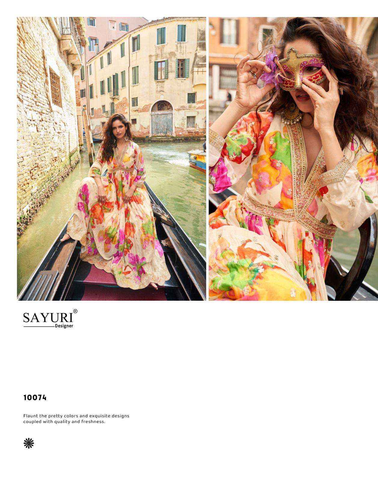 Sayuri Geet 10074 10076 Partywear Gown Dupatta Set Wholesale Price ( 3 Pcs Catalog )