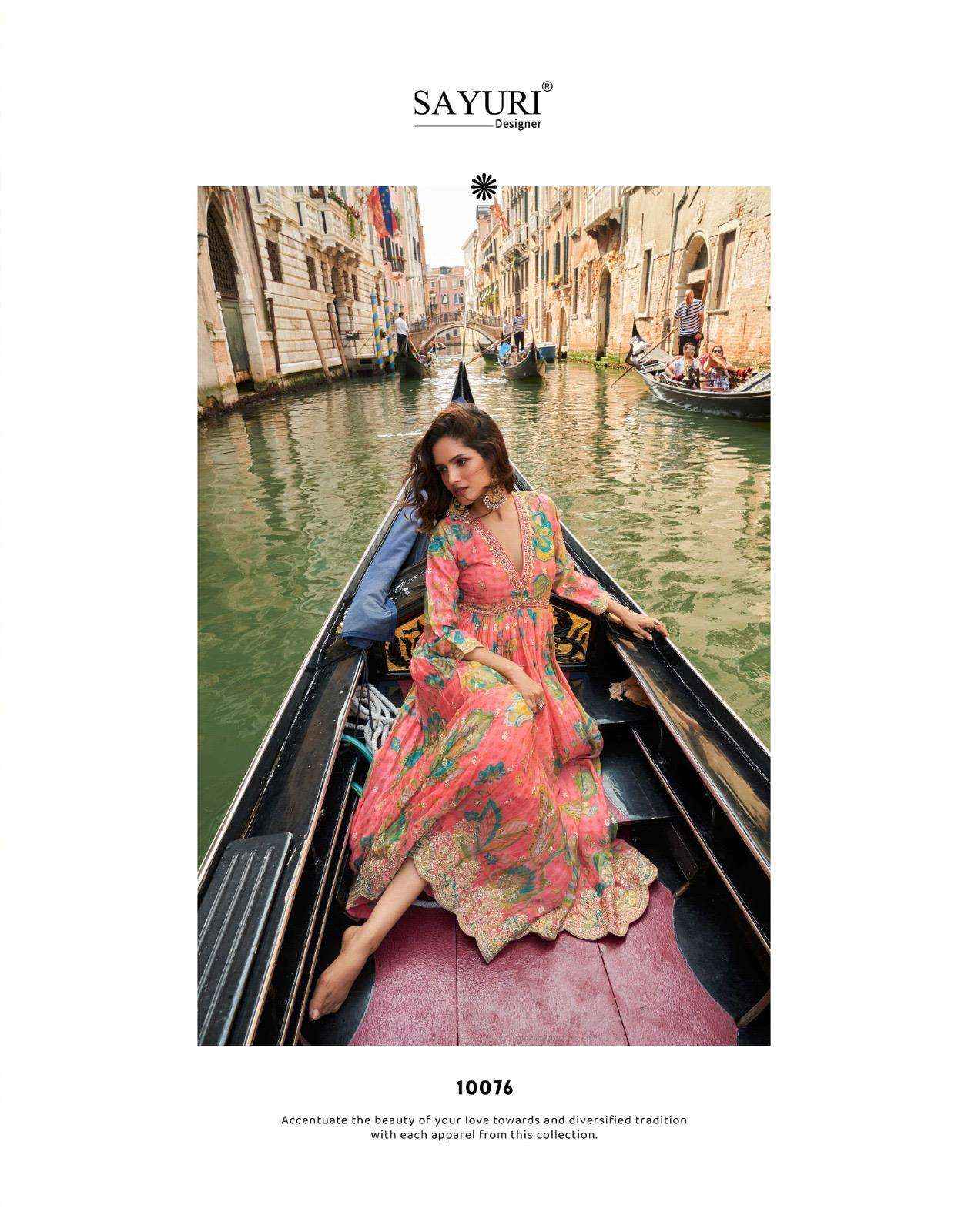 Sayuri Geet 10074 10076 Partywear Gown Dupatta Set Wholesale Price ( 3 Pcs Catalog )