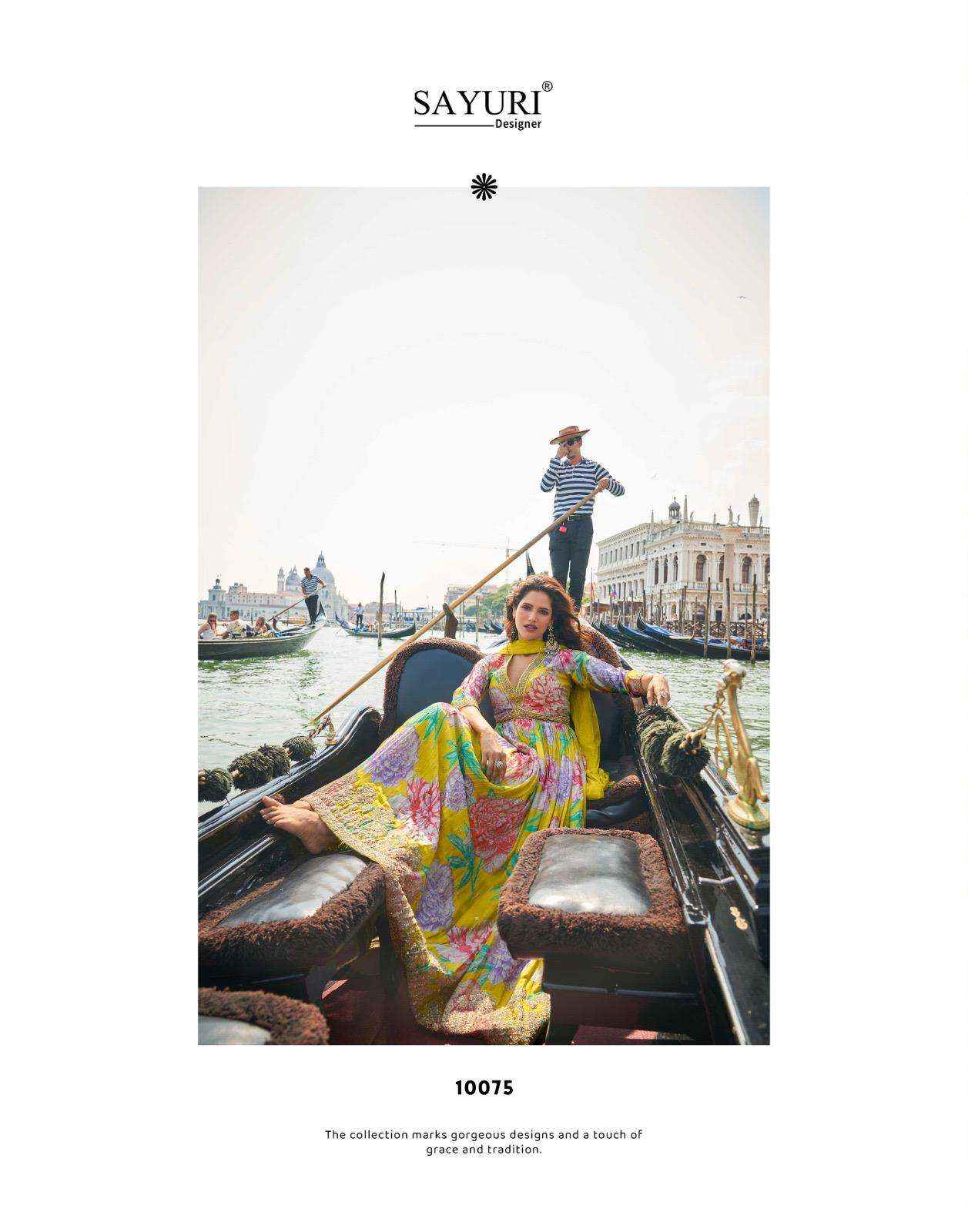 Sayuri Geet 10074 10076 Partywear Gown Dupatta Set Wholesale Price ( 3 Pcs Catalog )