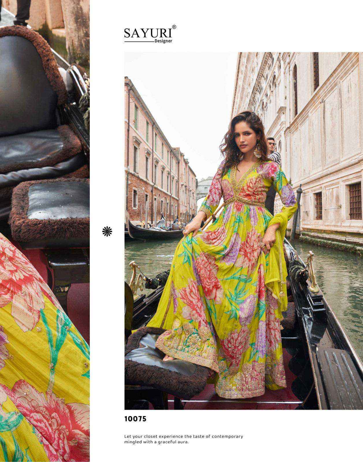 Sayuri Geet 10074 10076 Partywear Gown Dupatta Set Wholesale Price ( 3 Pcs Catalog )