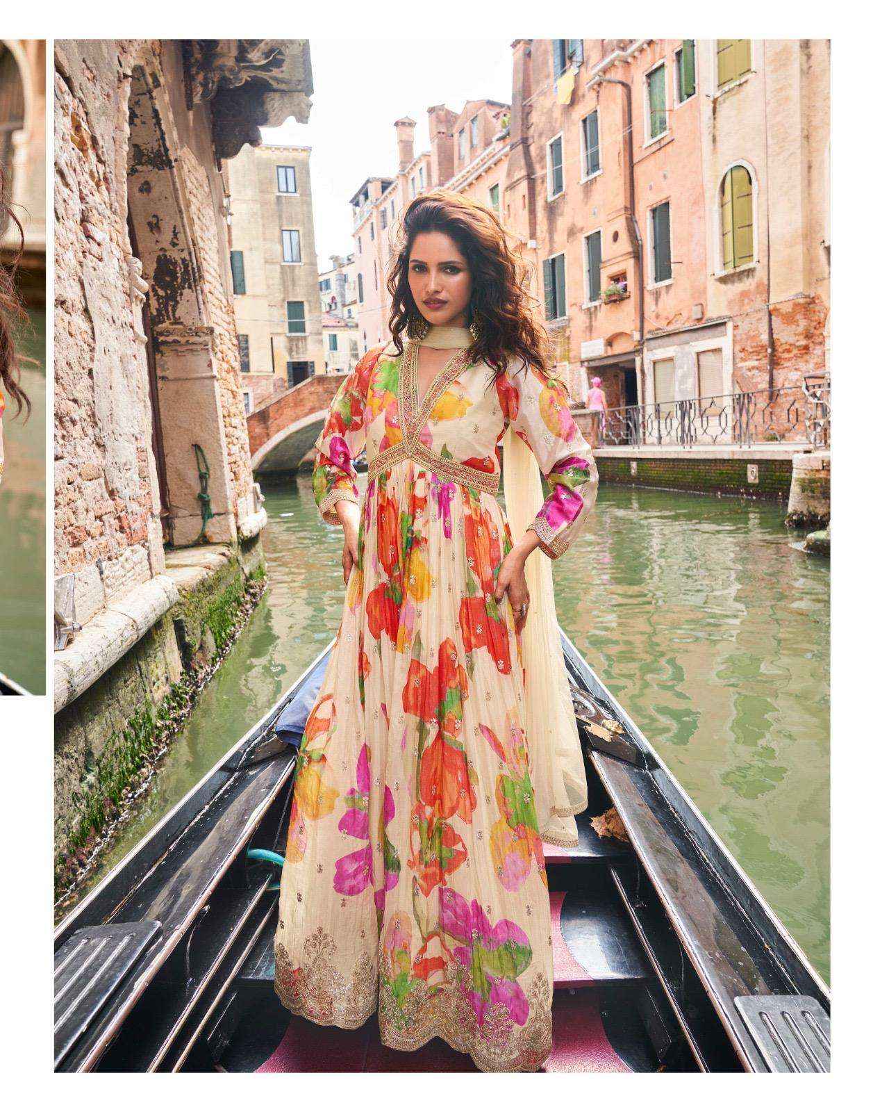 Sayuri Geet 10074 10076 Partywear Gown Dupatta Set Wholesale Price ( 3 Pcs Catalog )