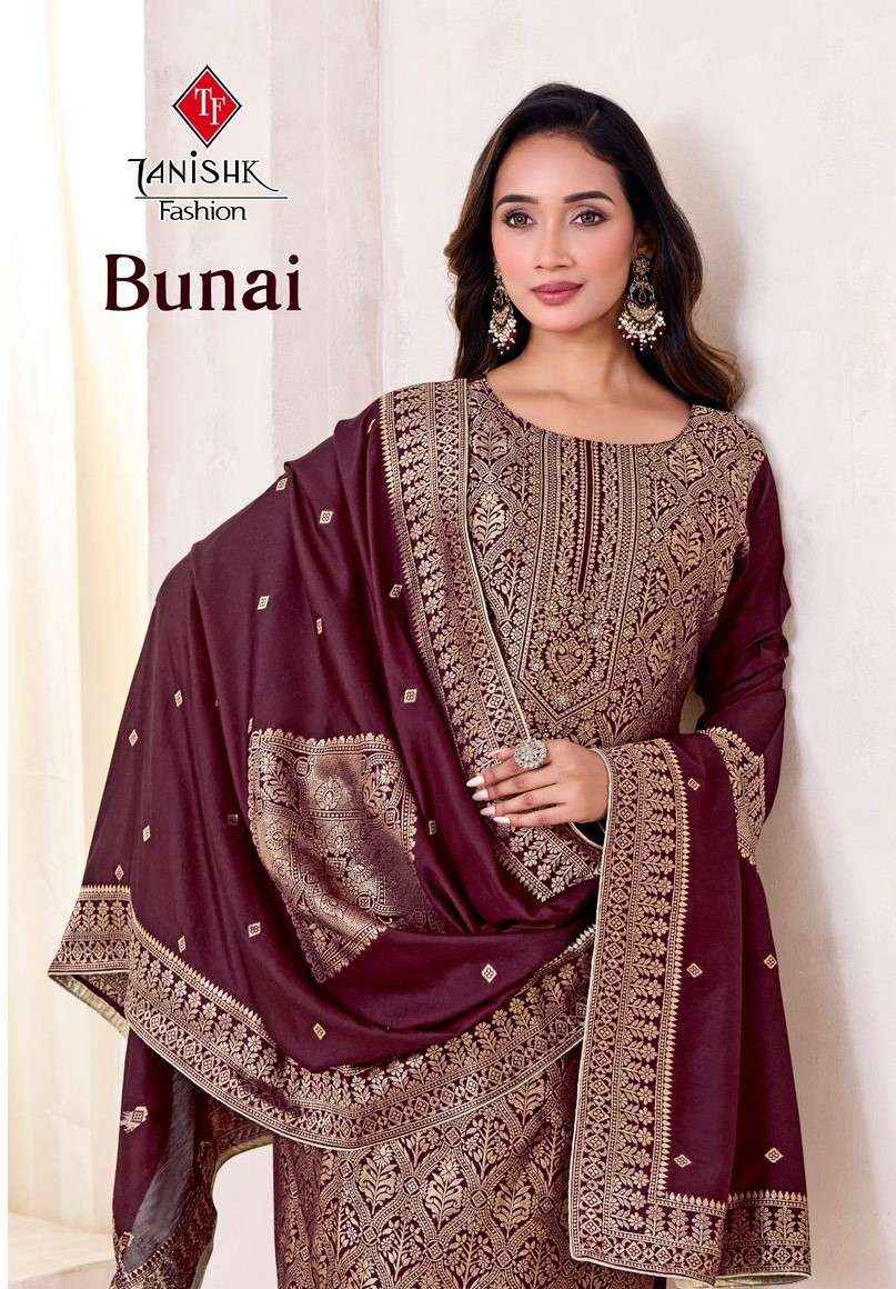 Tanishk Bunai Pure Muslin Jacquard Designer Suit Wholesale Price ( 4 Pcs Catalog )