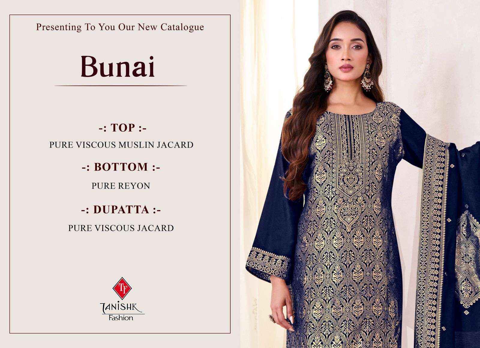 Tanishk Bunai Pure Muslin Jacquard Designer Suit Wholesale Price ( 4 Pcs Catalog )