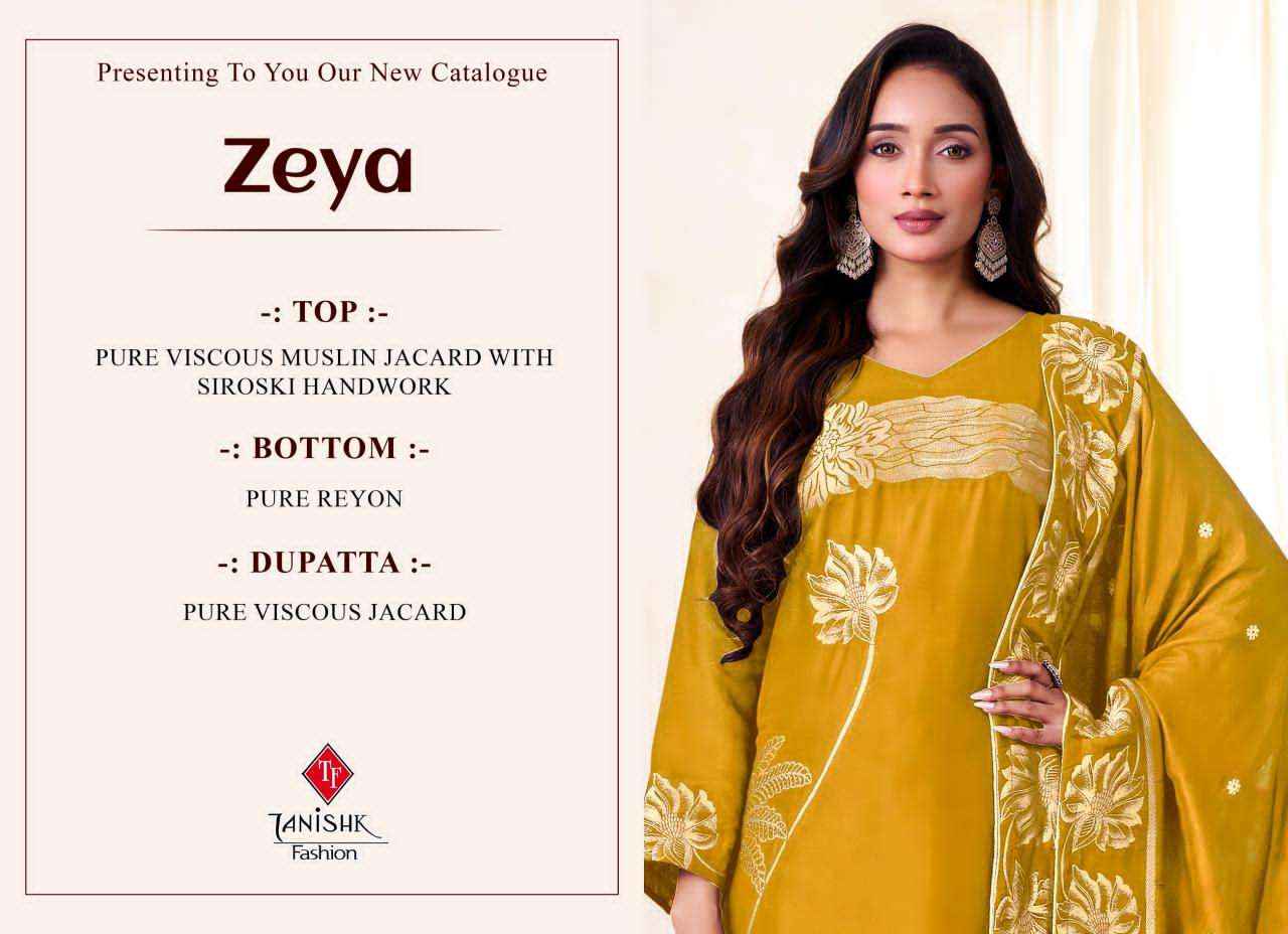 Tanishk Zeya Pure Muslin Jacquard Designer Dress Material Wholesale Price ( 4 Pcs catalog )