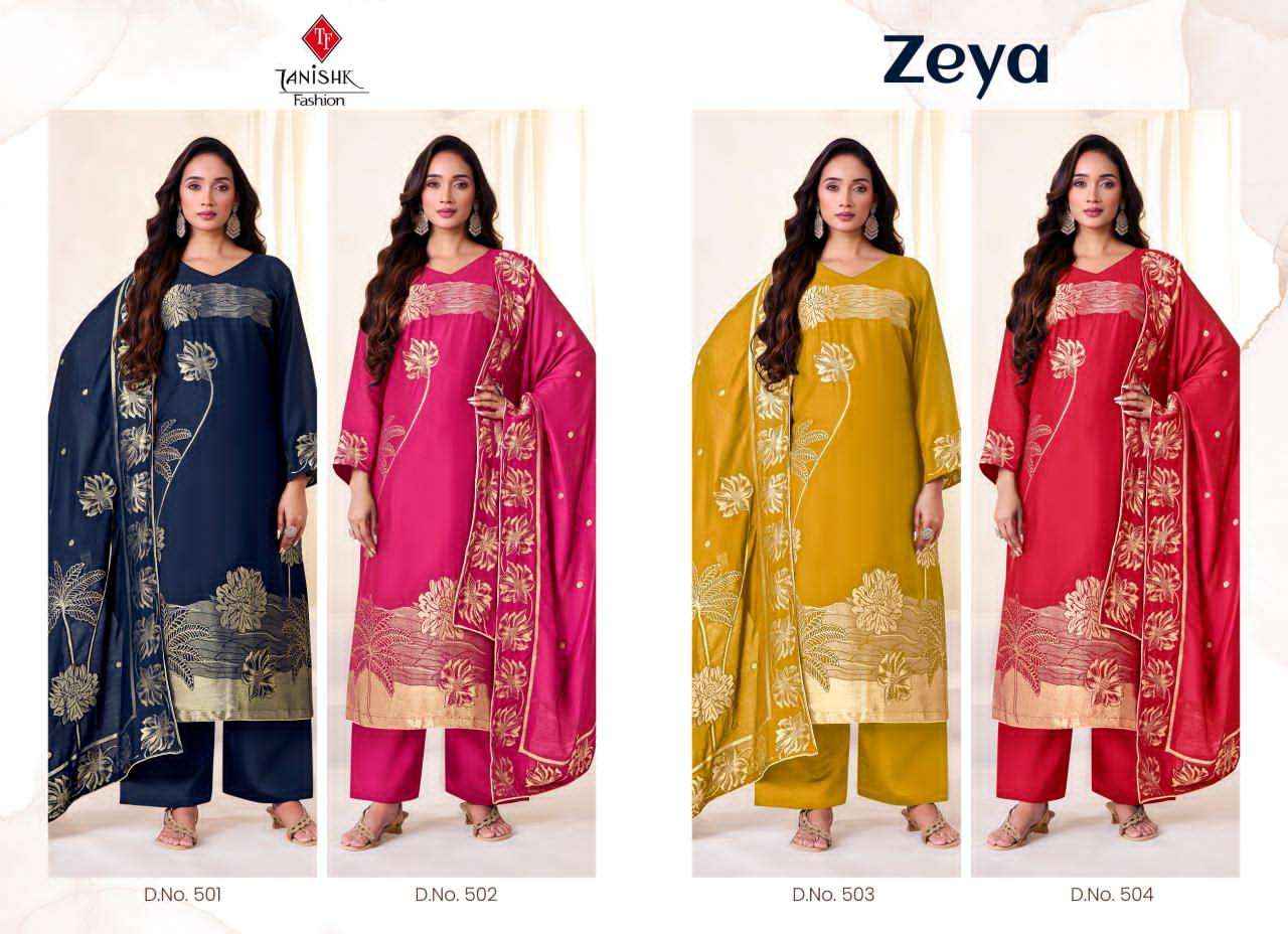 Tanishk Zeya Pure Muslin Jacquard Designer Dress Material Wholesale Price ( 4 Pcs catalog )