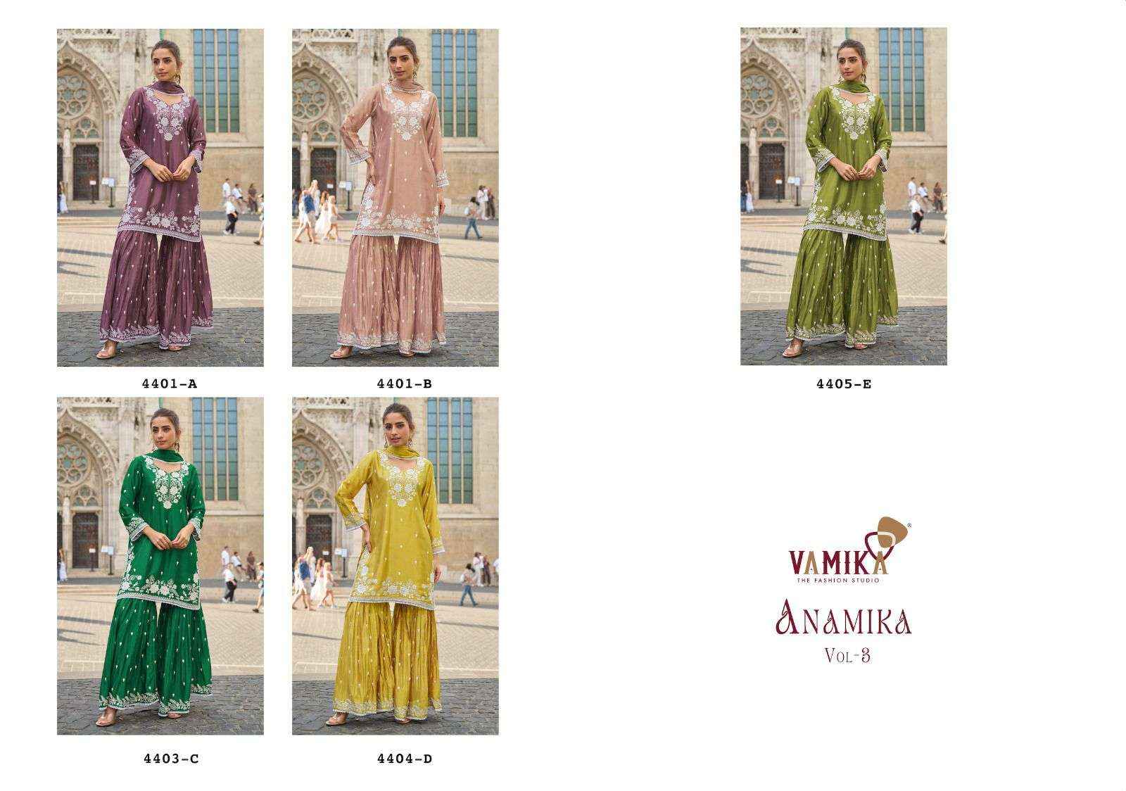 Vamika Anamika Vol 3 Latest Style Sharara Suit Wholesale Price ( 5 Pcs Catalog )