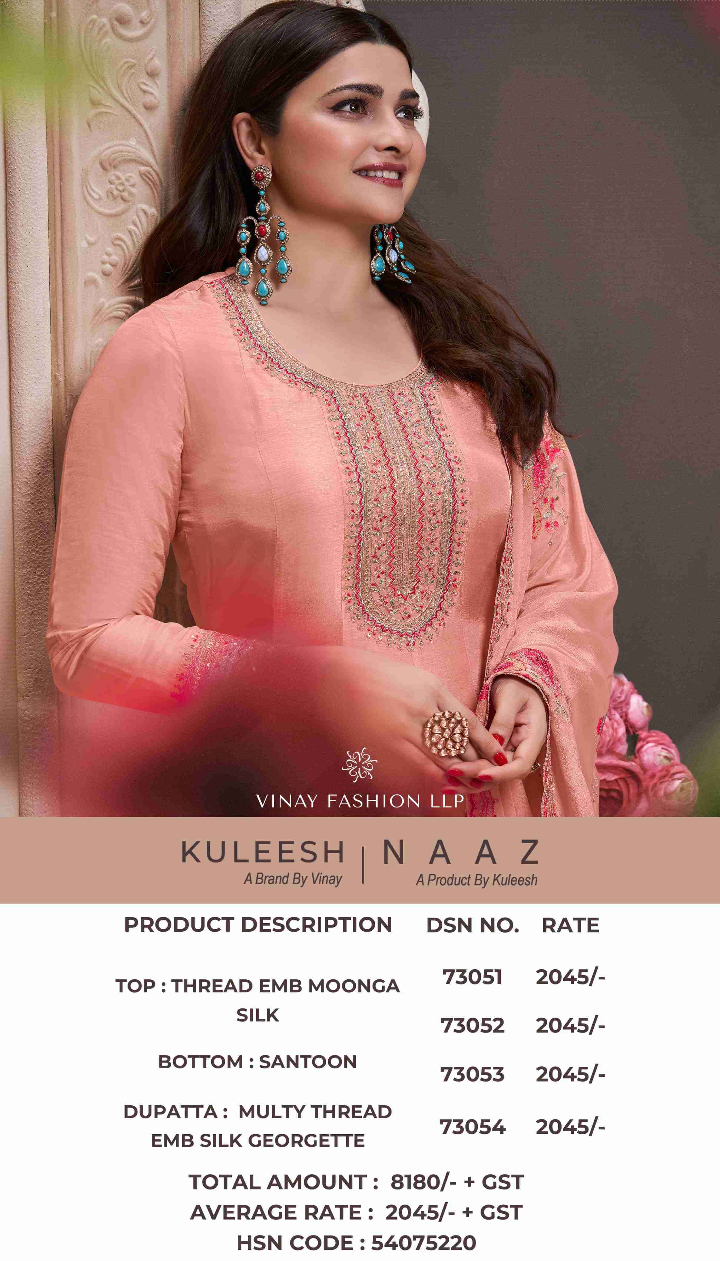 Vinay Fashion Kuleesh Naaz Designer Silk Partywear Dress Material ( 4 Pcs Catalogue )