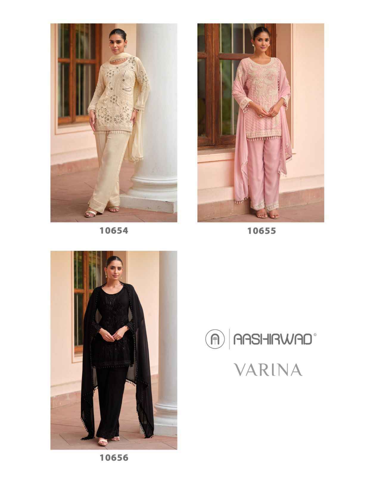 Aashirwad Creation Mor Bagh Varina Readymade Georgette Dress Wholesale Price ( 3 Pcs Catalog )