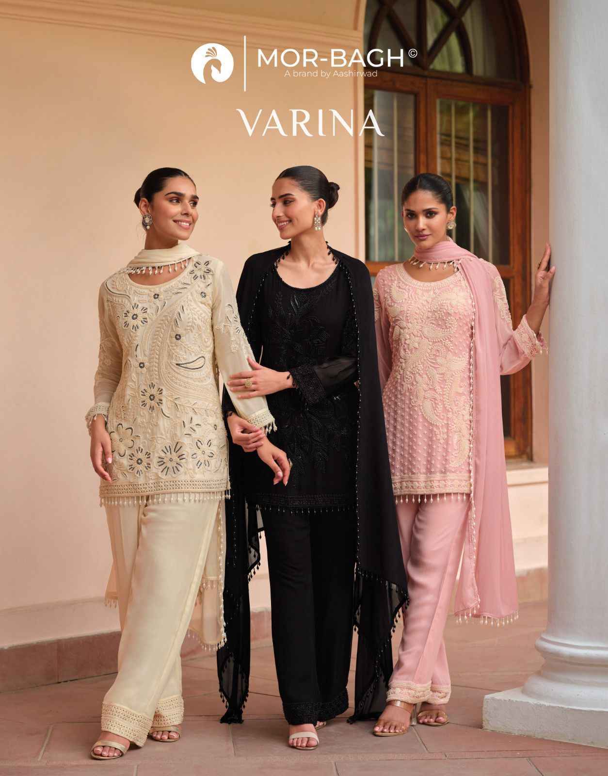 Aashirwad Creation Mor Bagh Varina Readymade Georgette Dress Wholesale Price ( 3 Pcs Catalog )
