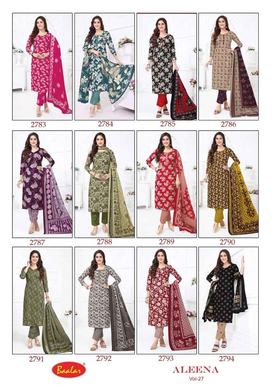 Baalar Cotton Aleena Vol-27 Pure Cotton Dress Material Wholesale Textile Market ( 12 Pcs Catalogue )