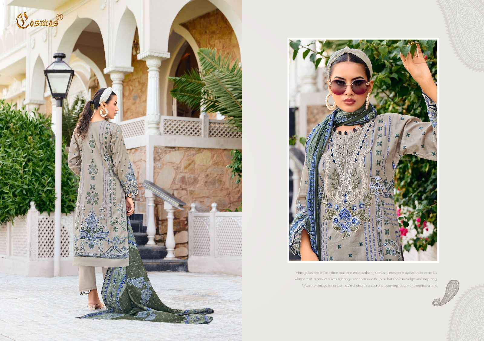 COSMOS JAZMIN LAWN VOL 1 LAWN COTTON SUITS WHOLESALE PRICE ( 6 PCS CATALOGUE )