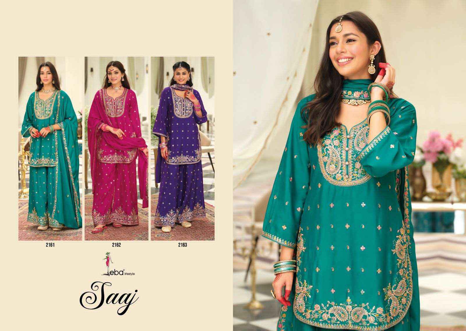 Eba Lifestyle Saaj Partywear Style Palazzo Dress Latest Collection Wholesale Price ( 3 Pcs Catalog )