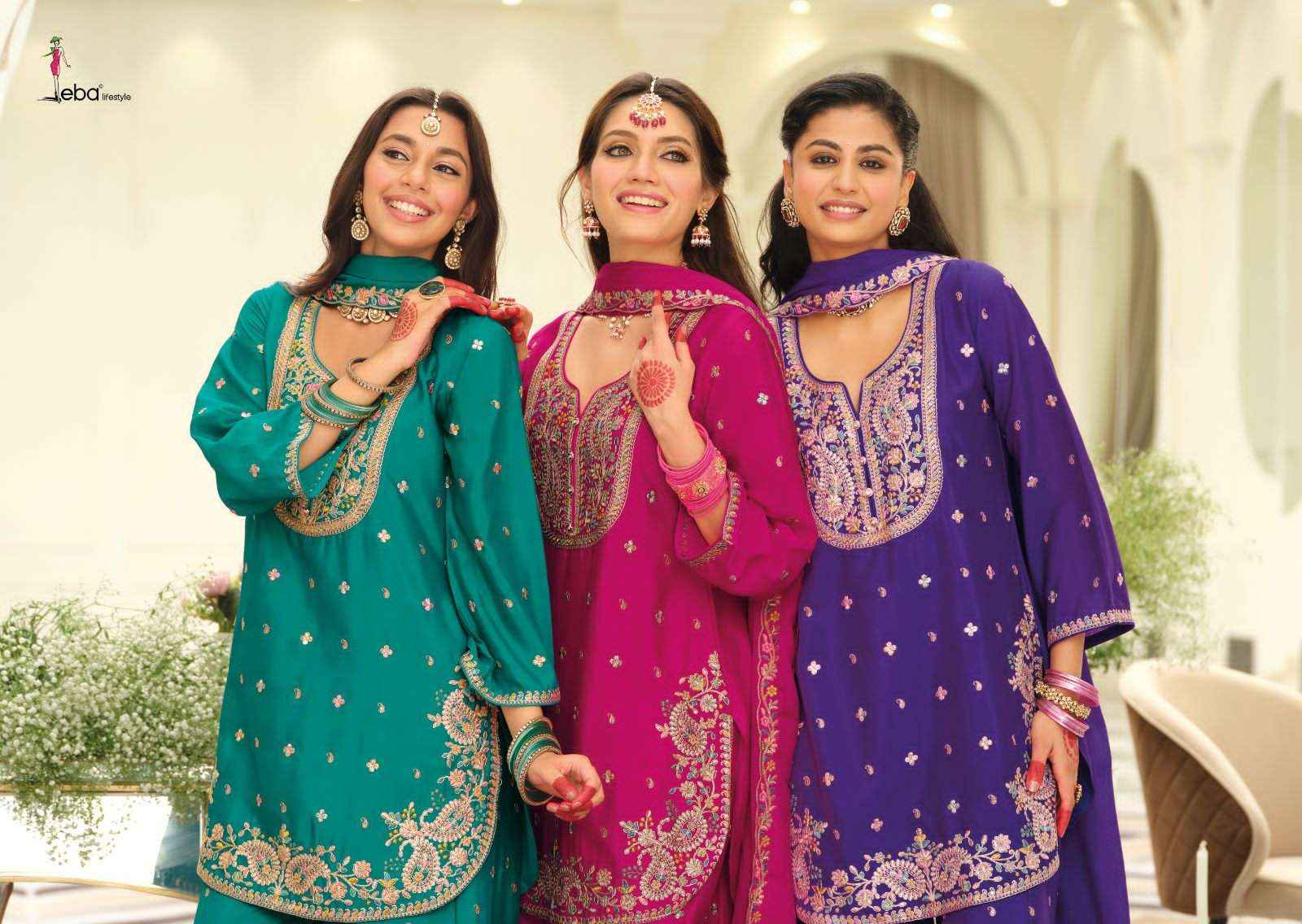 Eba Lifestyle Saaj Partywear Style Palazzo Dress Latest Collection Wholesale Price ( 3 Pcs Catalog )