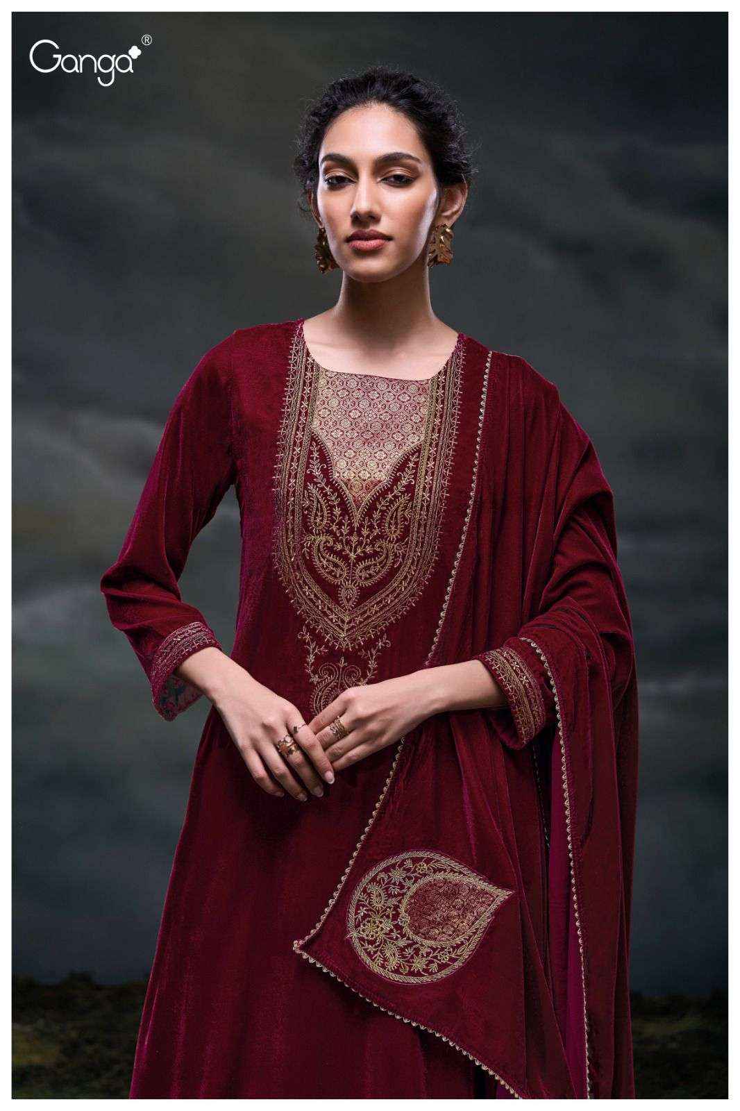Ganga Fashion Kveta 3067 Premium Designs Velvet Suit  Wholesale Price ( 3 Pcs Catalog )