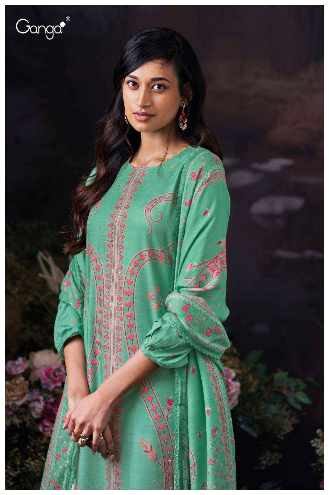 Ganga Fashion Rimsha 3848 Pure Wool Pashmina Suit Winter Collection 