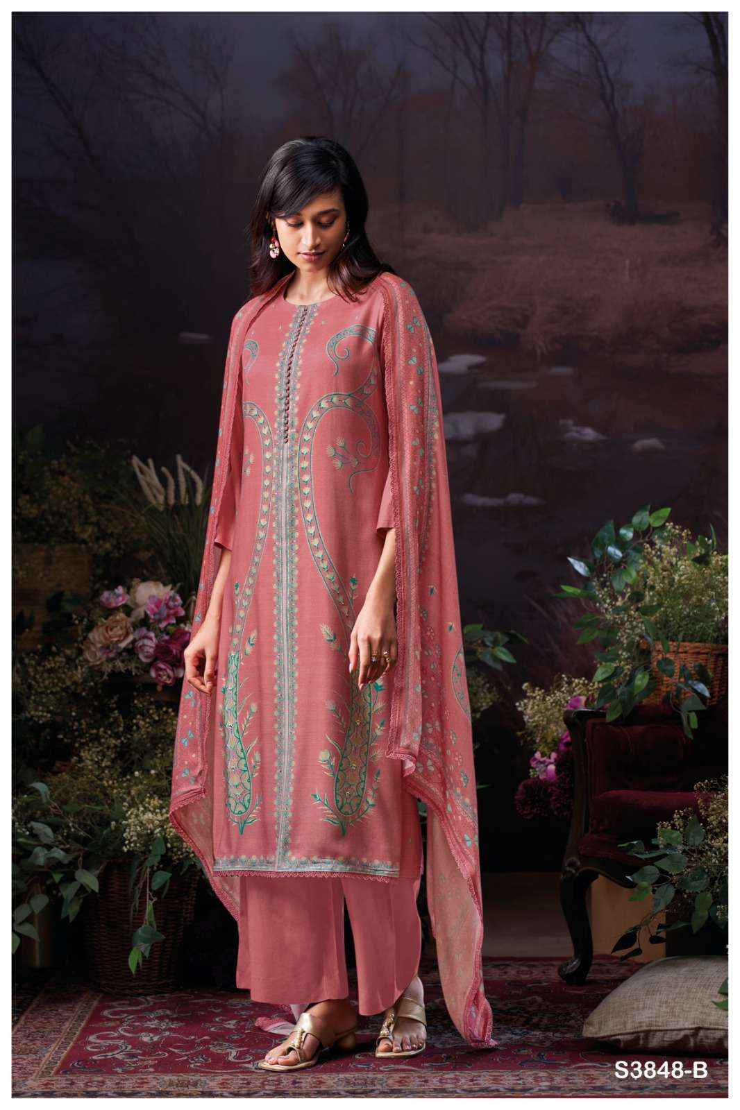 Ganga Fashion Rimsha 3848 Pure Wool Pashmina Suit Winter Collection 