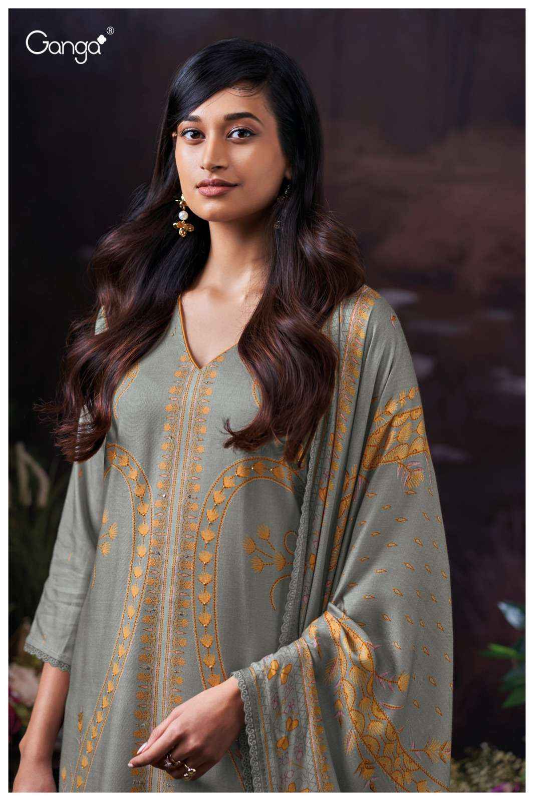 Ganga Fashion Rimsha 3848 Pure Wool Pashmina Suit Winter Collection 