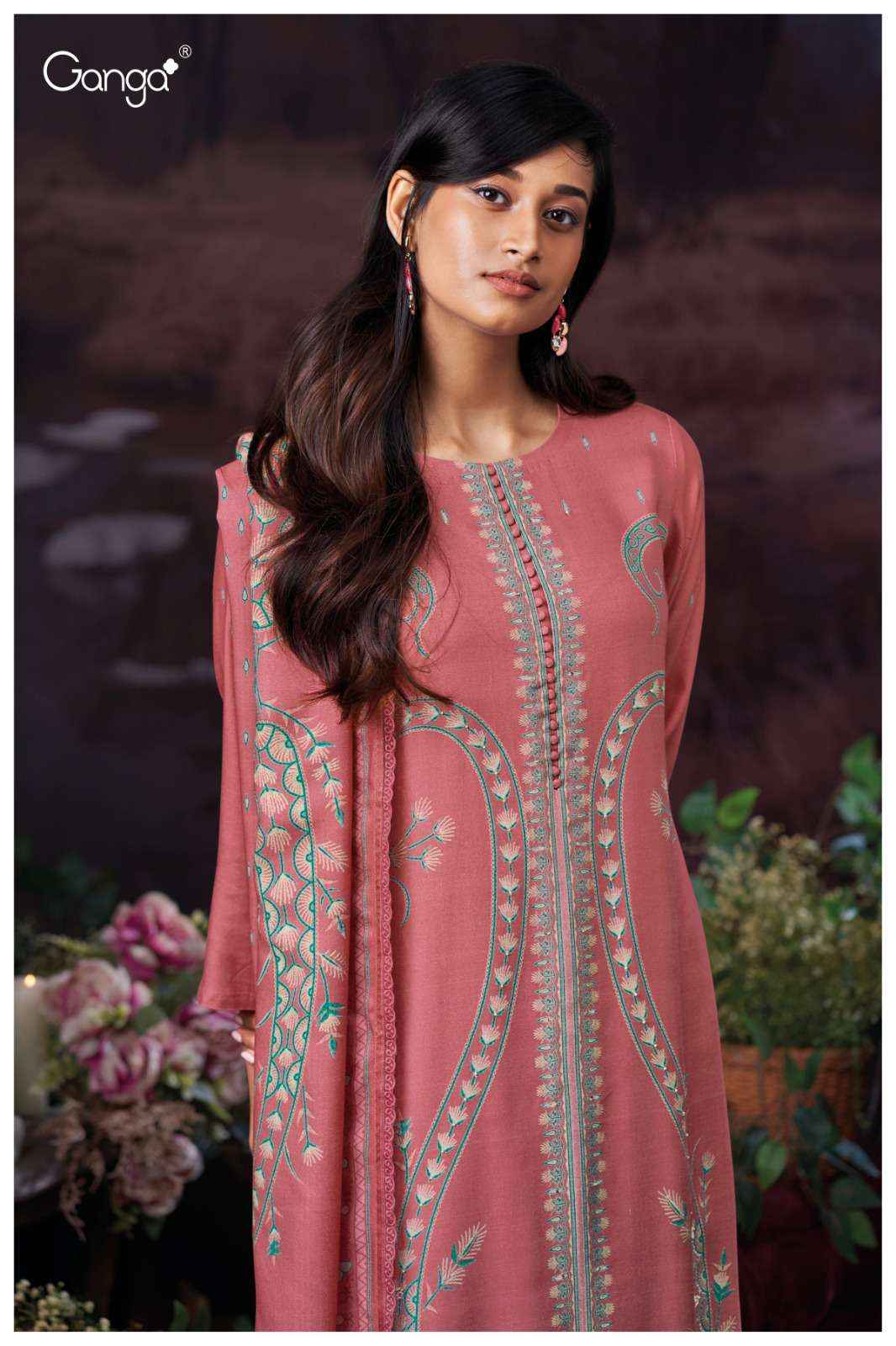 Ganga Fashion Rimsha 3848 Pure Wool Pashmina Suit Winter Collection 