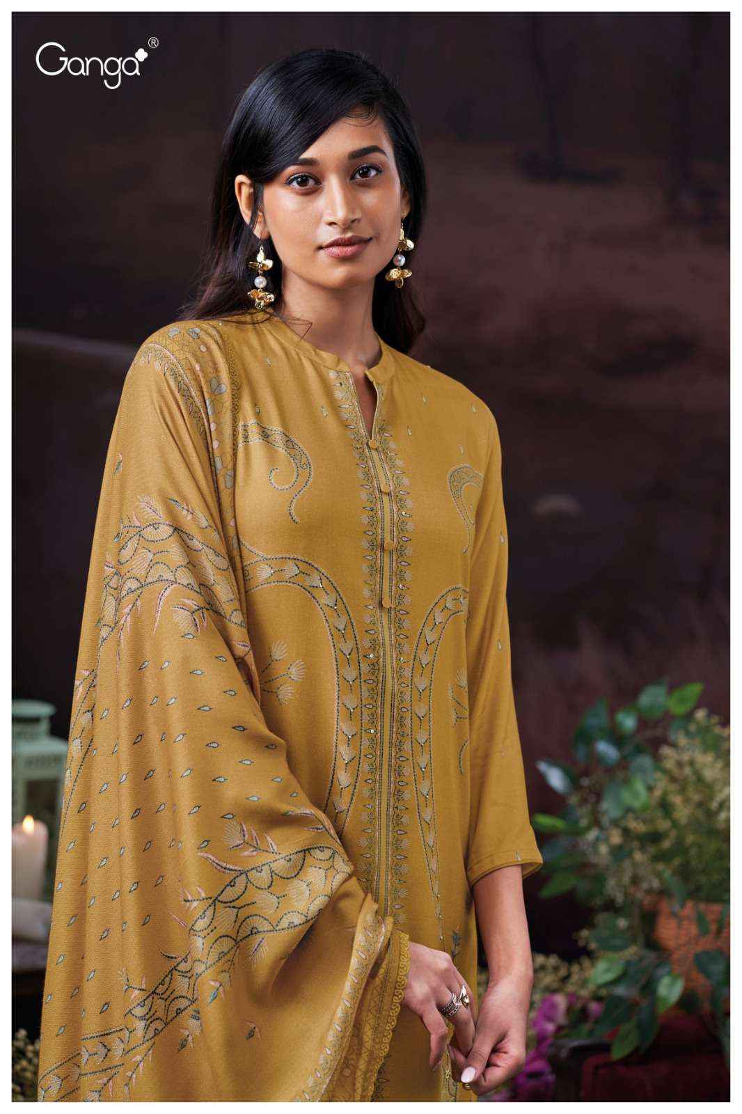 Ganga Fashion Rimsha 3848 Pure Wool Pashmina Suit Winter Collection 