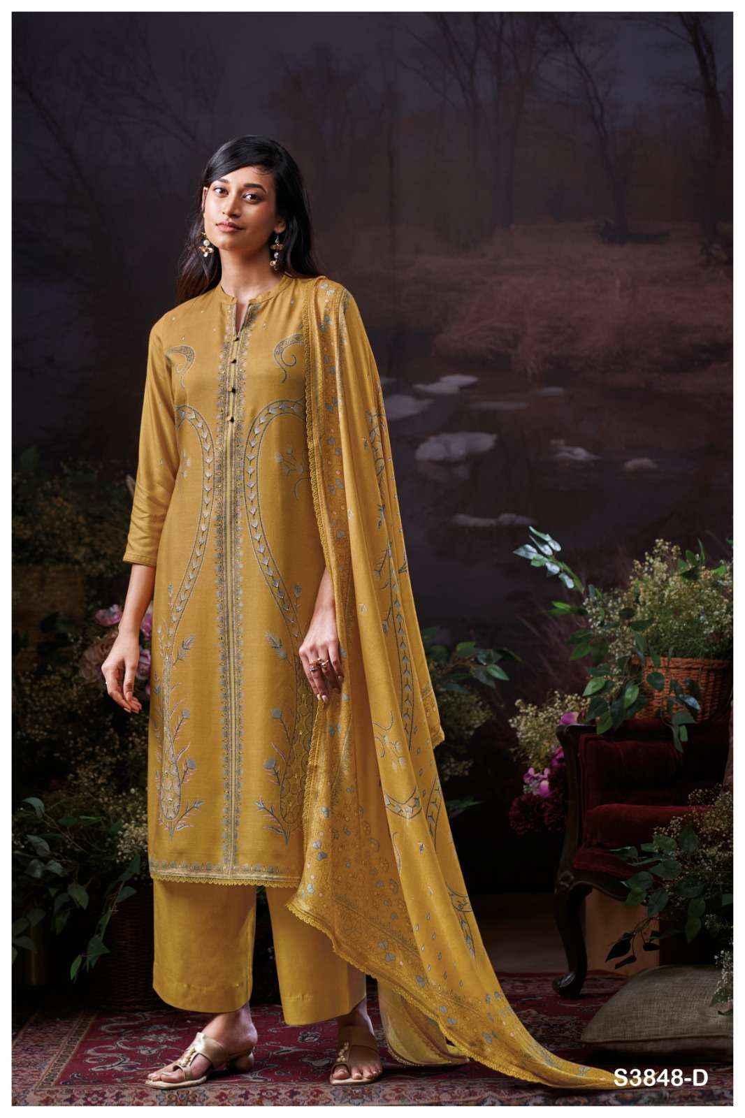Ganga Fashion Rimsha 3848 Pure Wool Pashmina Suit Winter Collection 