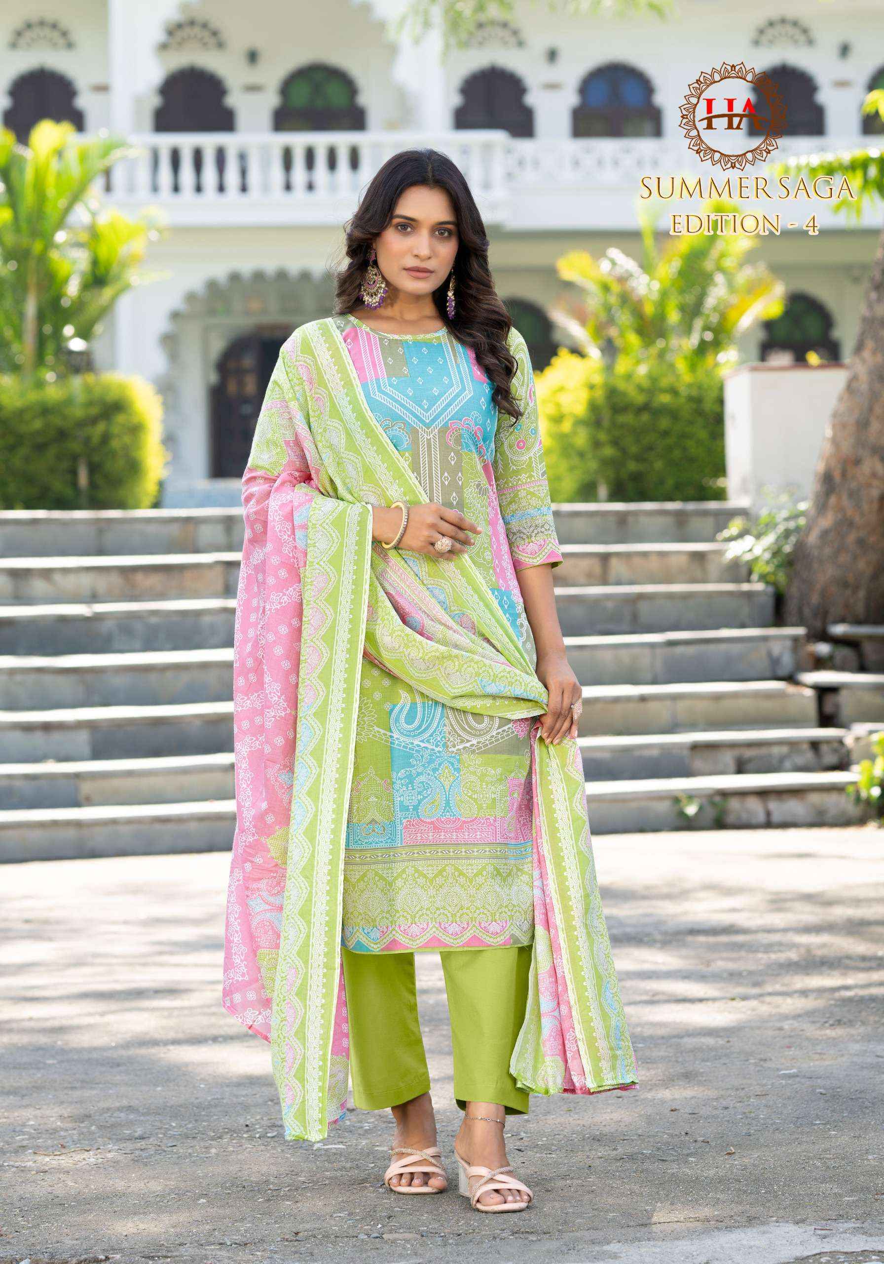 Harshit Fashion Summer Saga Edition 4 Cotton Dress Material Wholesale Price ( 8 Pcs Catalog )