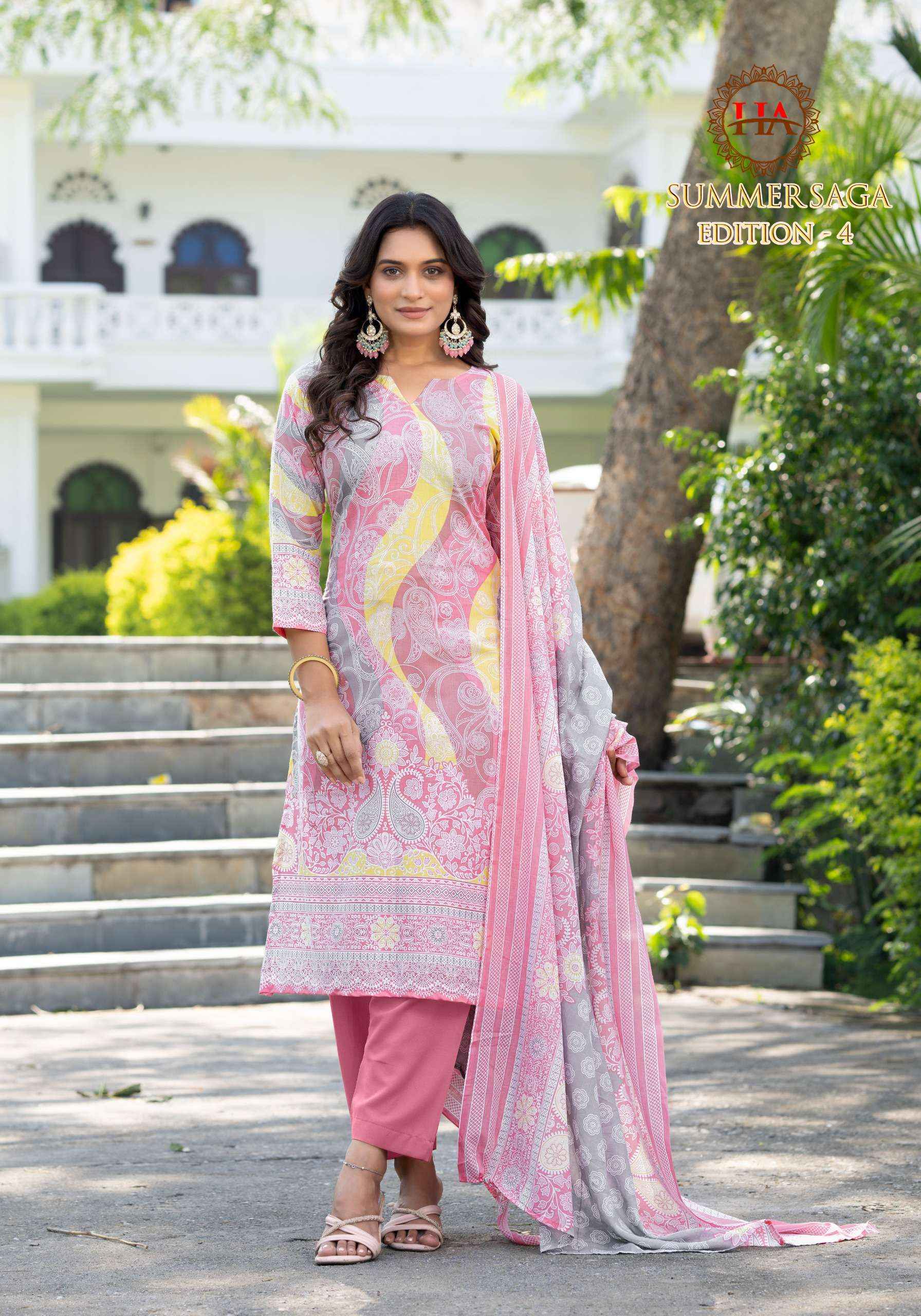 Harshit Fashion Summer Saga Edition 4 Cotton Dress Material Wholesale Price ( 8 Pcs Catalog )