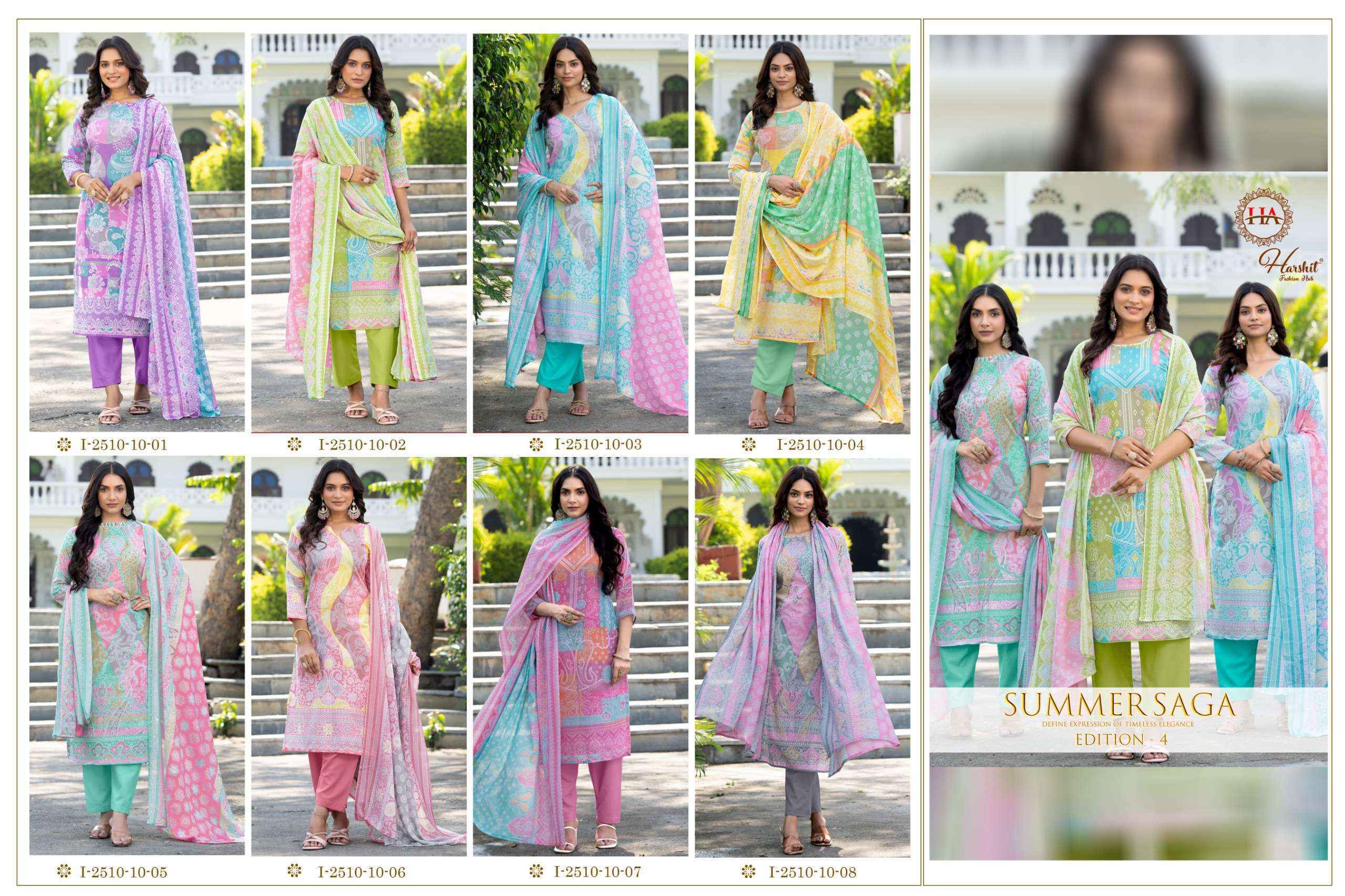 Harshit Fashion Summer Saga Edition 4 Cotton Dress Material Wholesale Price ( 8 Pcs Catalog )