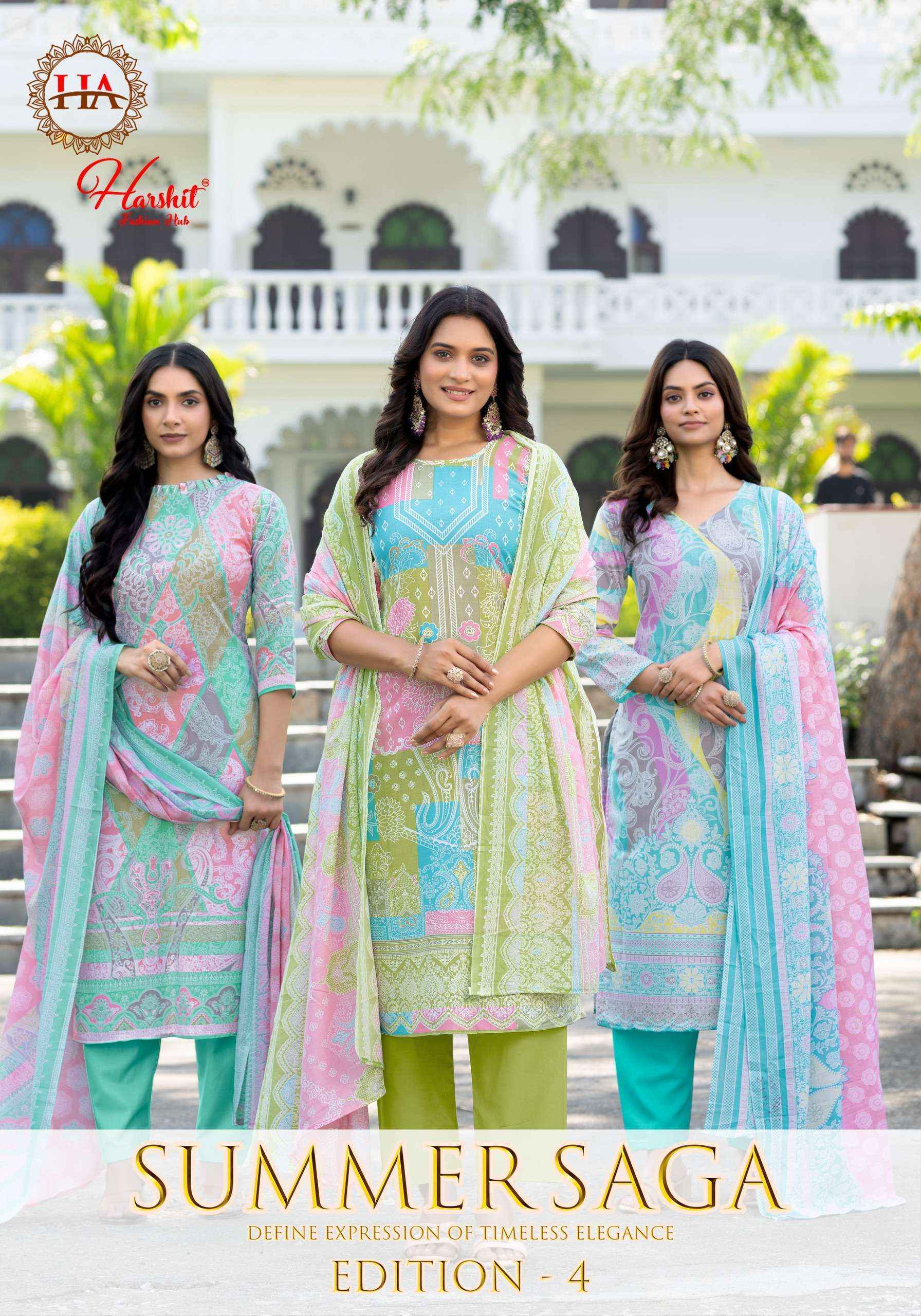 Harshit Fashion Summer Saga Edition 4 Cotton Dress Material Wholesale Price ( 8 Pcs Catalog )