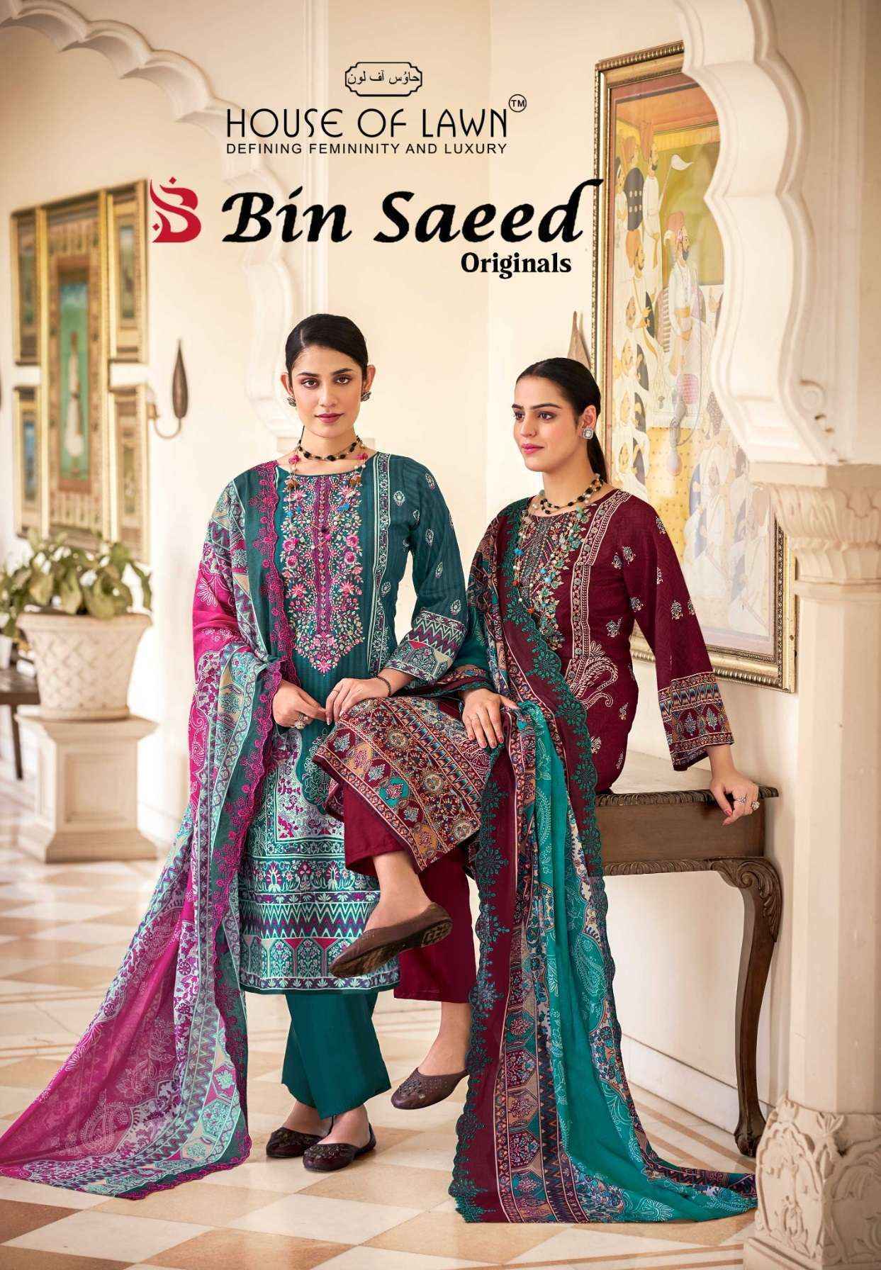 House Of Lawn Bin Saeed Originals Cotton Dress Material Wholesale Surat ( 6 pcs Catalogue )
