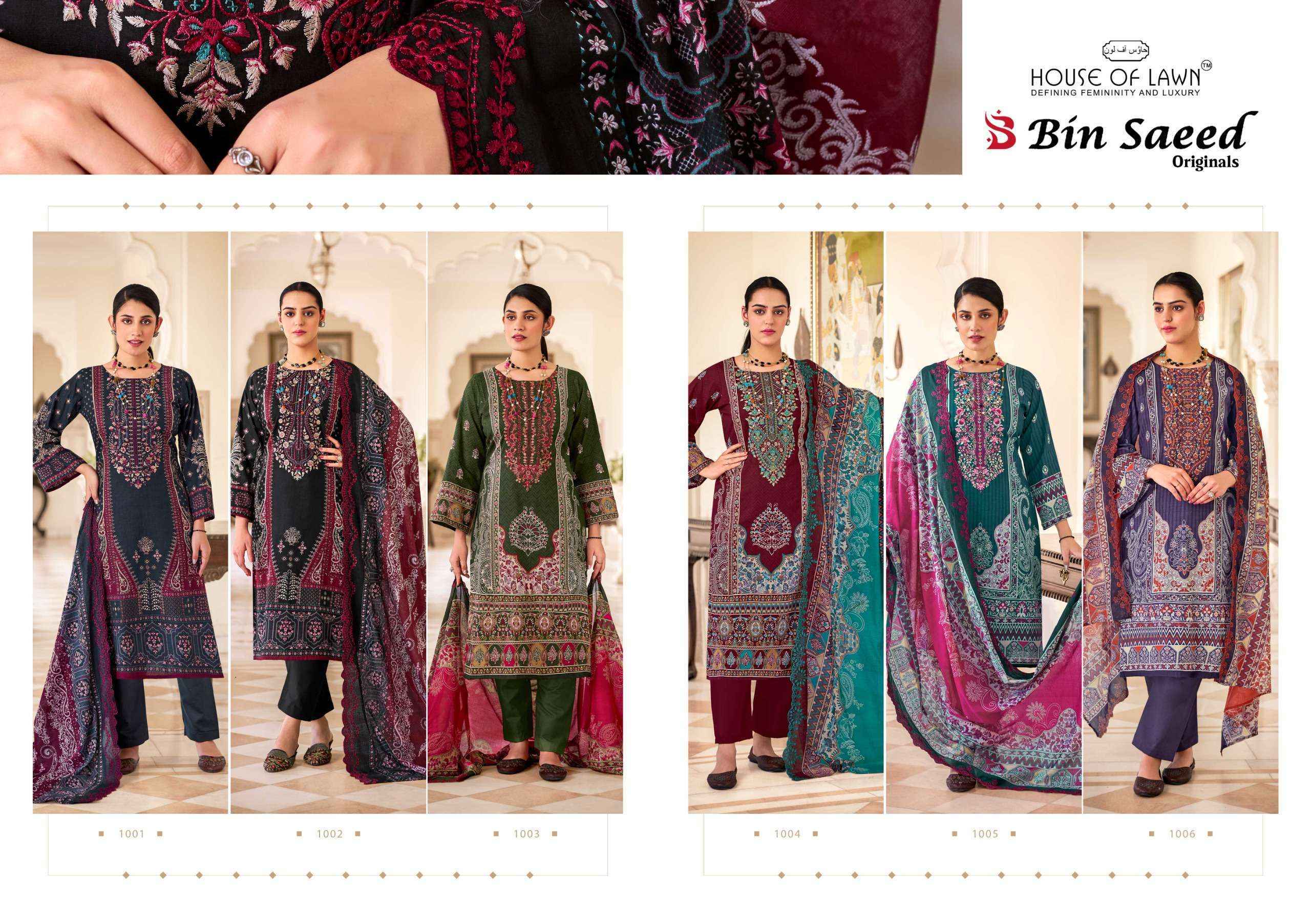 House Of Lawn Bin Saeed Originals Cotton Dress Material Wholesale Surat ( 6 pcs Catalogue )