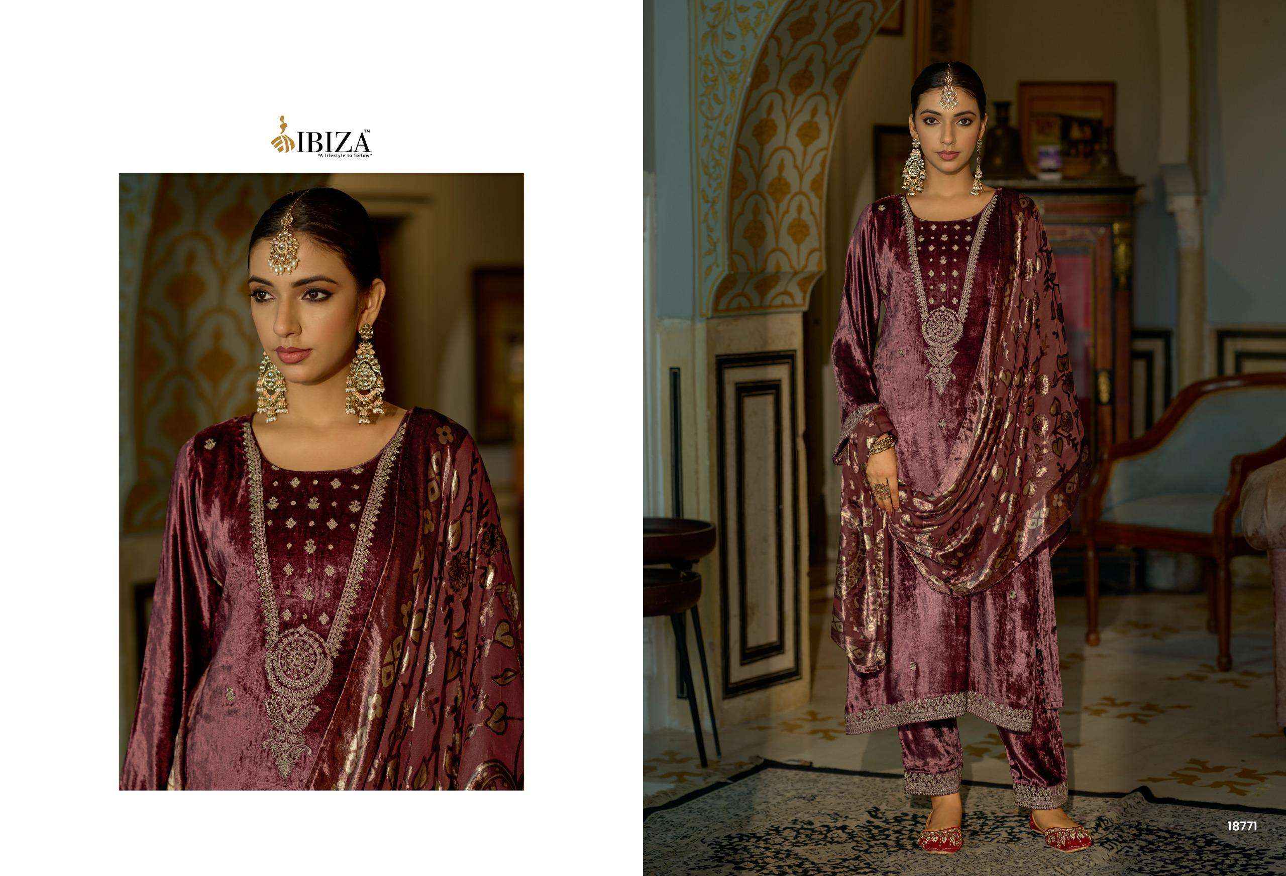 Ibiza Jonem Designer Work Velvet Wedding Wear Dress Collection Wholesale Price ( 4 Pcs Catalog )