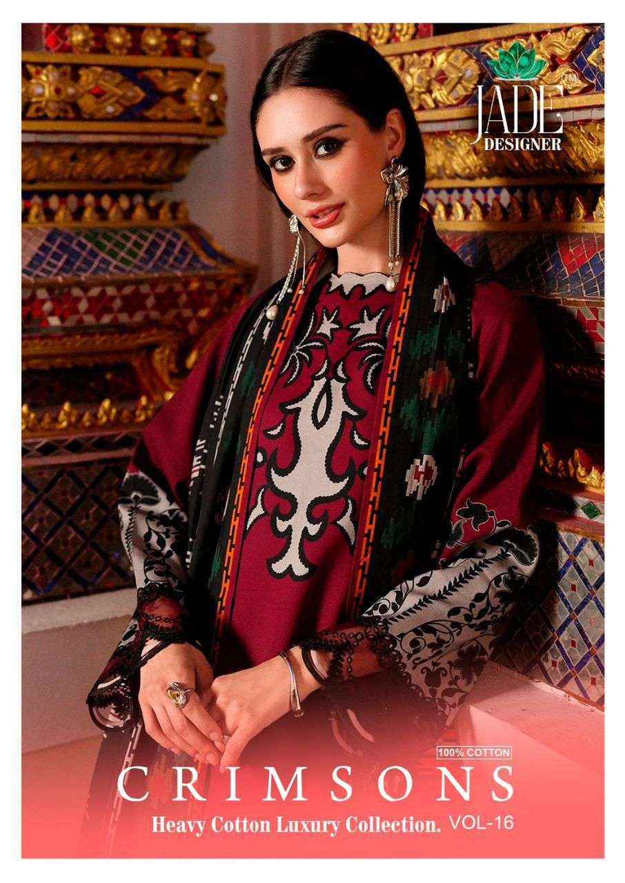 Jade Crimsons Vol 16 Cambric Cotton Dress Material Wholesale Price ( 6 Pcs Catalog )