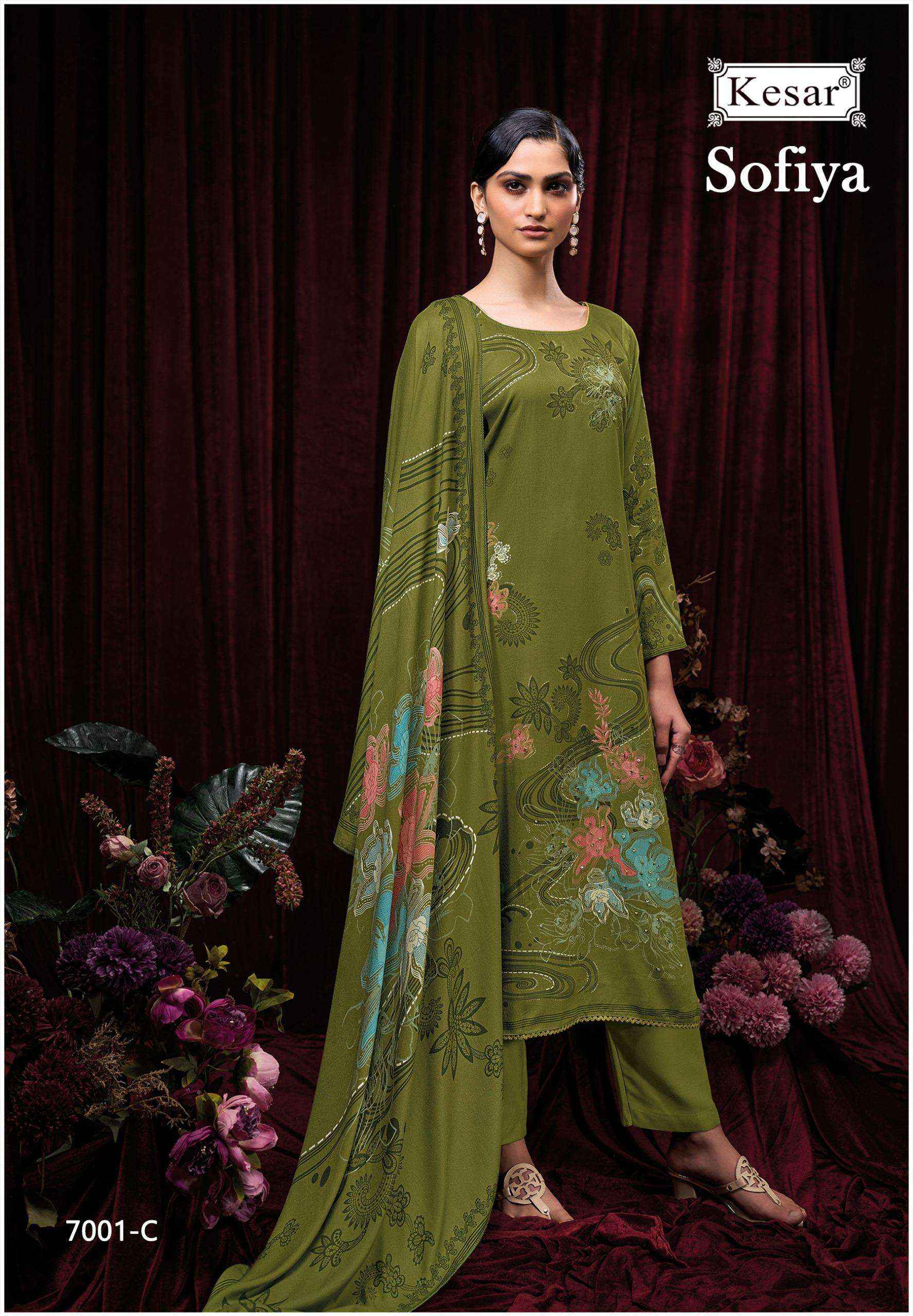 Karachi Prints Kesar Sofiya 7001 Pure Viscose Pashmina Salwar Suit Wholesale