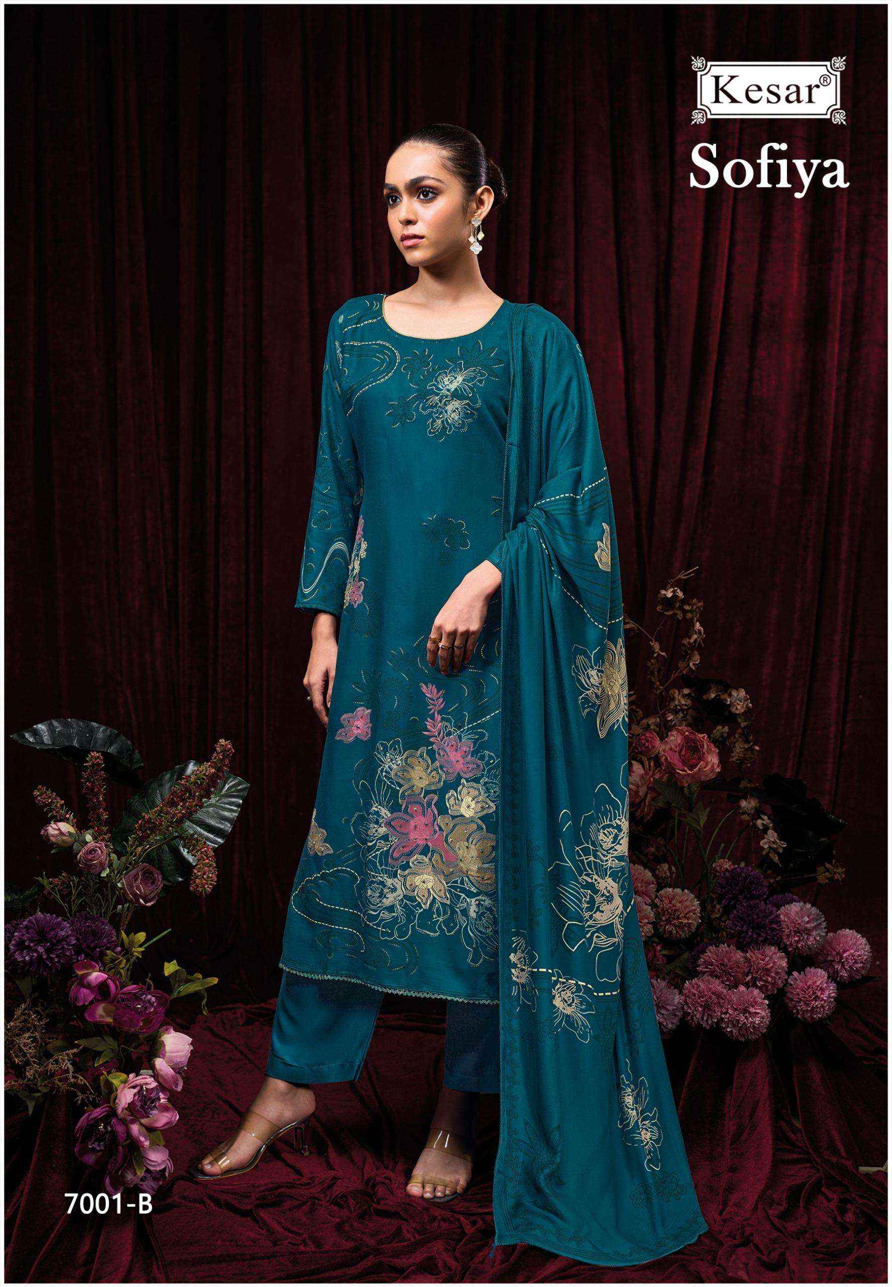 Karachi Prints Kesar Sofiya 7001 Pure Viscose Pashmina Salwar Suit Wholesale