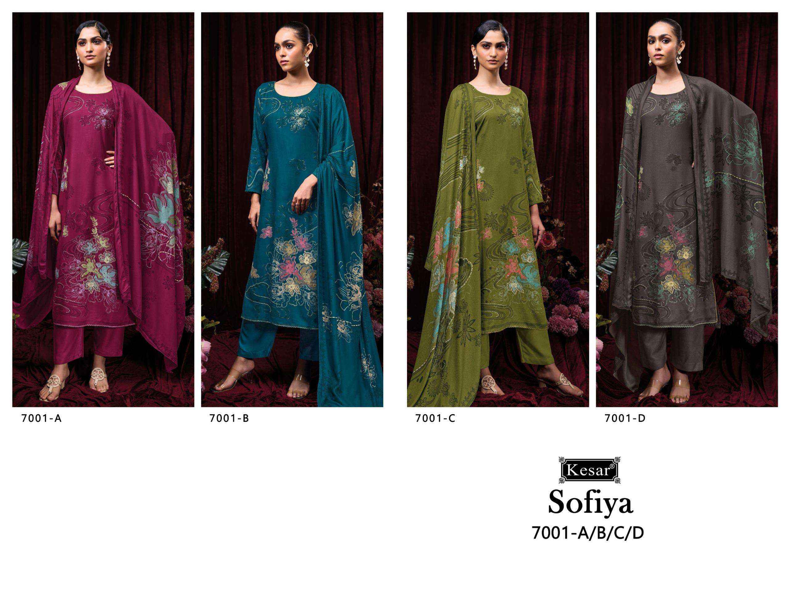 Karachi Prints Kesar Sofiya 7001 Pure Viscose Pashmina Salwar Suit Wholesale