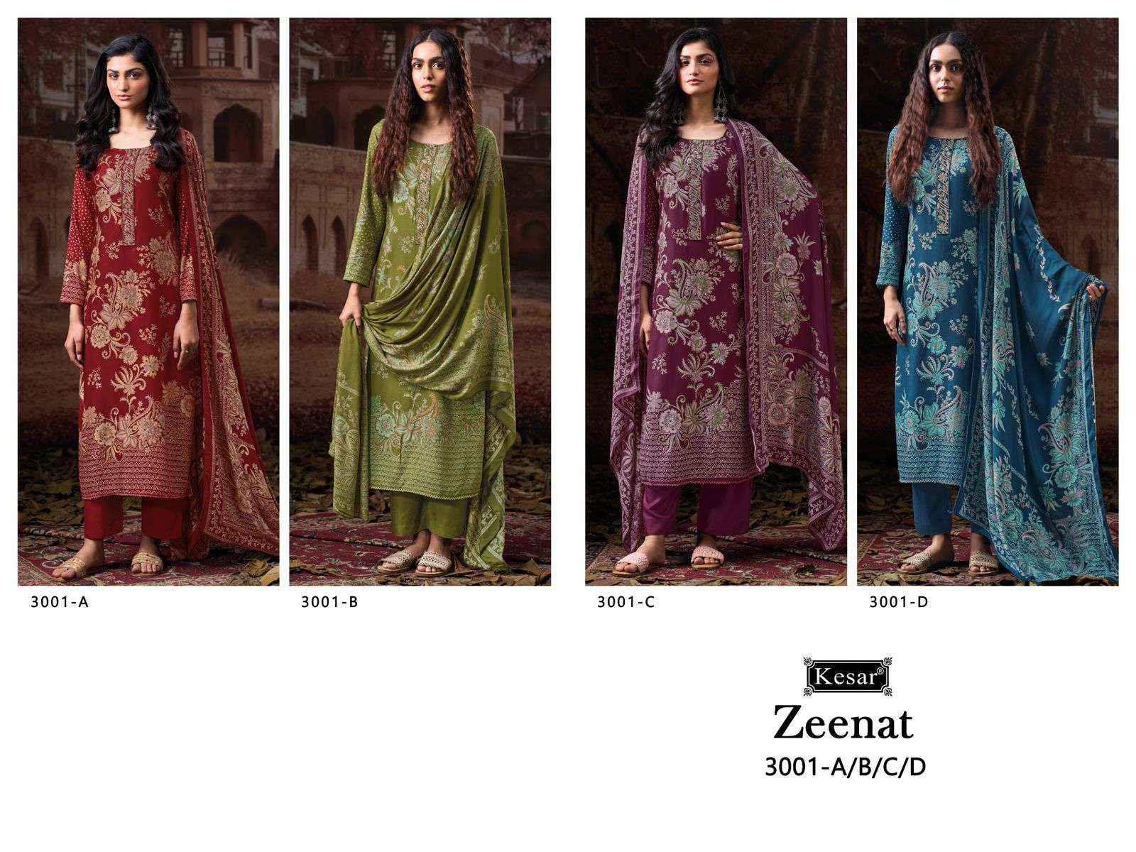 Karachi Prints Kesar Zeenat 3001 Digital Printed Fancy Winter Suit Catalog Dealers