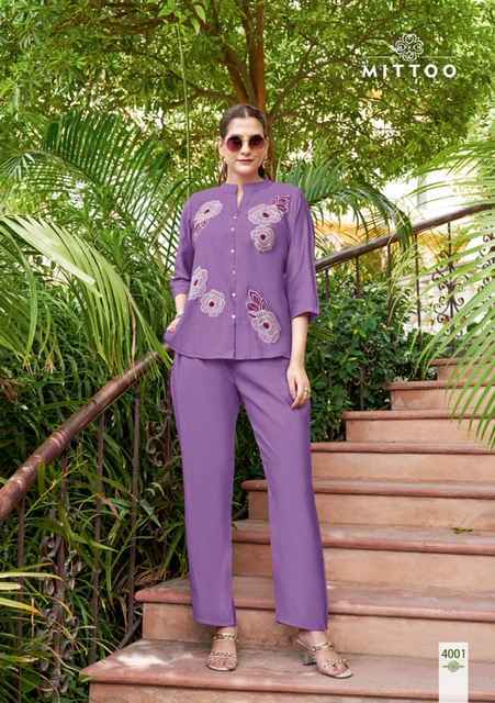 Mittoo Fashion Pranjul Viscose Weaving Co Ord Set Wholesale Price ( 6 pcs Catalogue )