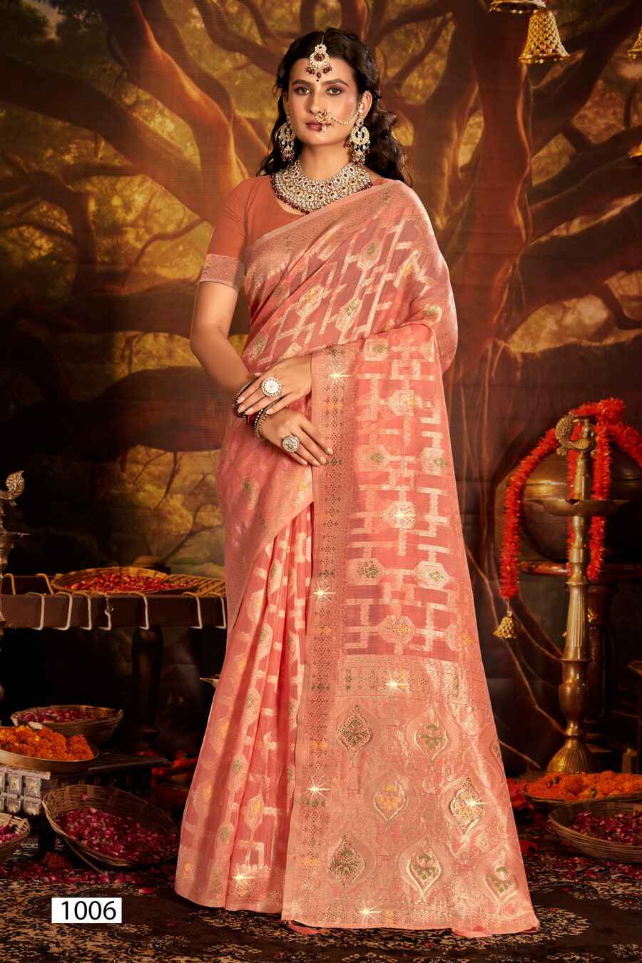 Saroj Almond Linen Saroski Vol 1 Linen Cotton Silk Saree Wholesale Price ( 6 Pcs Catalogue )
